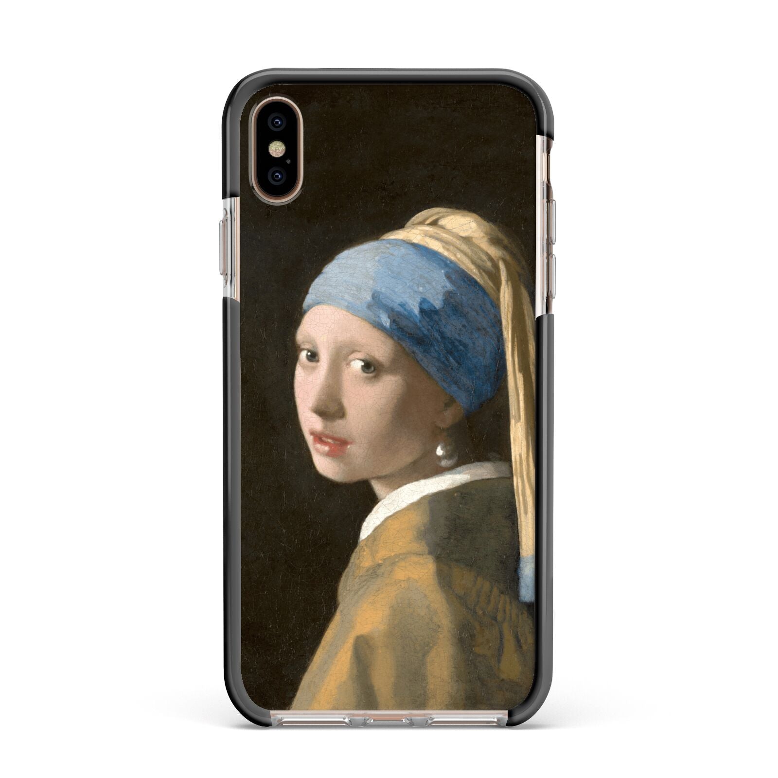 Girl With A Pearl Earring By Johannes Vermeer Apple iPhone Xs Max Impact Case Black Edge on Gold Phone