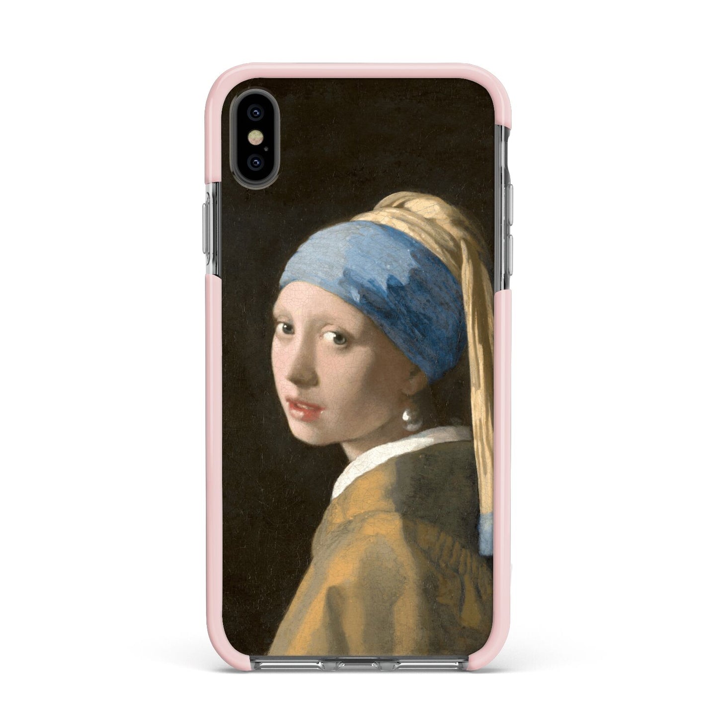 Girl With A Pearl Earring By Johannes Vermeer Apple iPhone Xs Max Impact Case Pink Edge on Black Phone