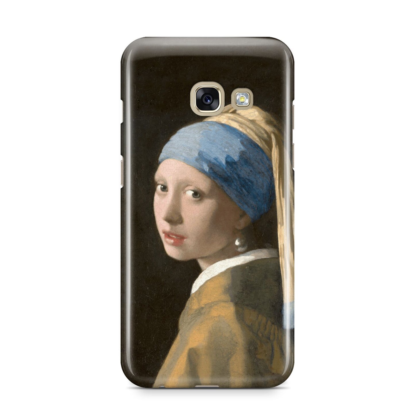 Girl With A Pearl Earring By Johannes Vermeer Samsung Galaxy A3 2017 Case on gold phone