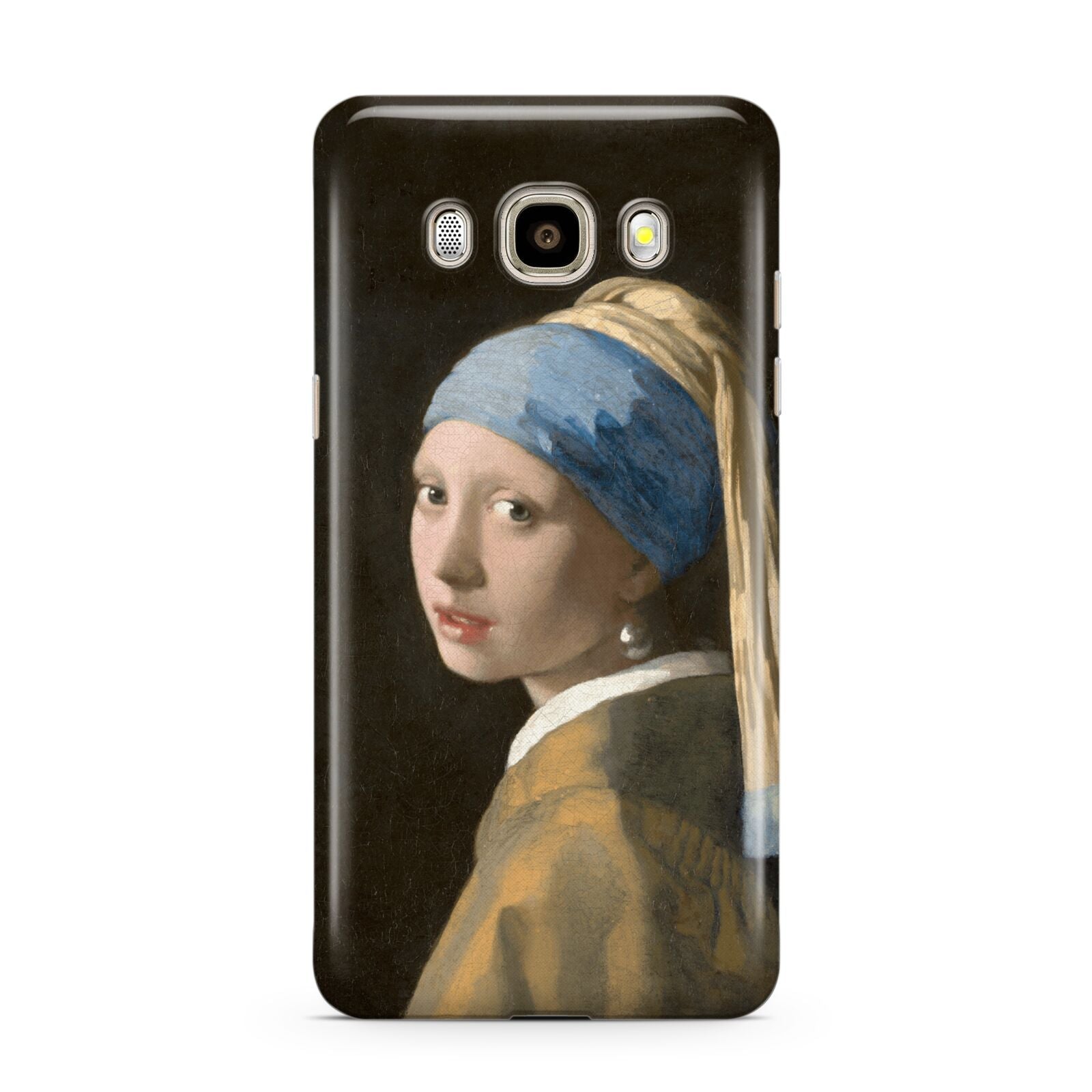 Girl With A Pearl Earring By Johannes Vermeer Samsung Galaxy J7 2016 Case on gold phone