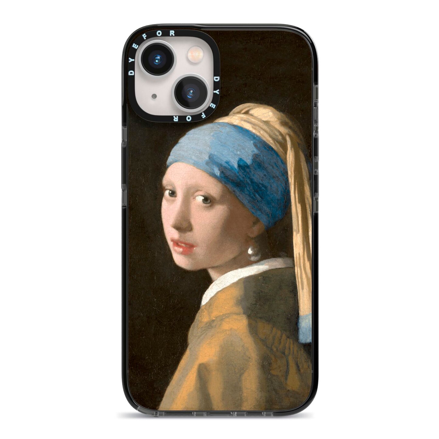 Girl With A Pearl Earring By Johannes Vermeer iPhone 13 Black Impact Case on Silver phone
