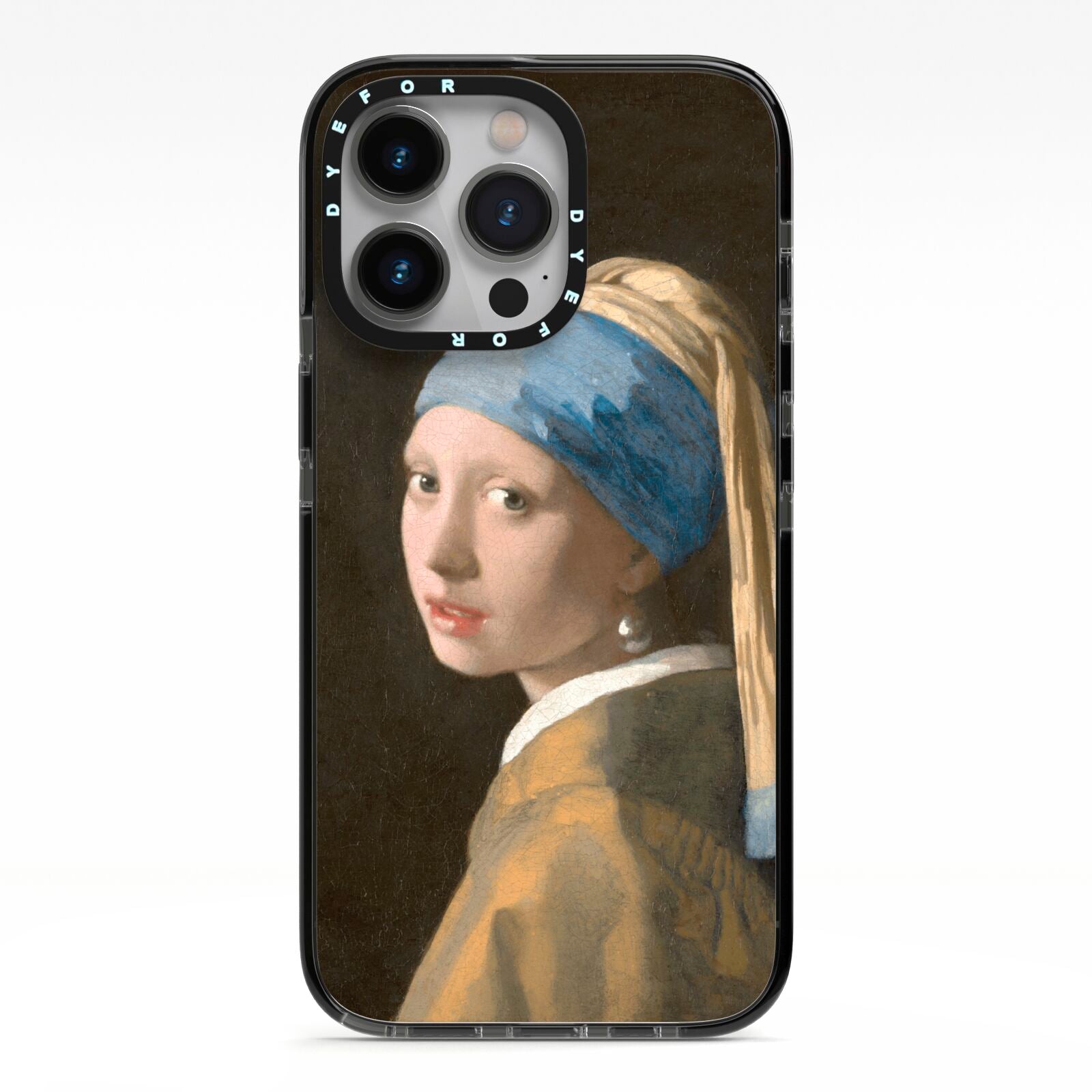 Girl With A Pearl Earring By Johannes Vermeer iPhone 13 Pro Black Impact Case on Silver phone