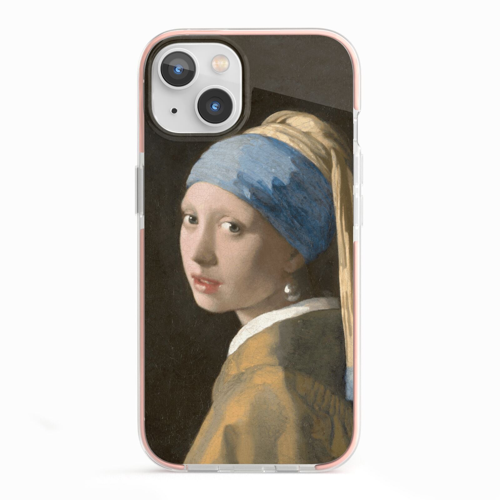 Girl With A Pearl Earring By Johannes Vermeer iPhone 13 TPU Impact Case with Pink Edges