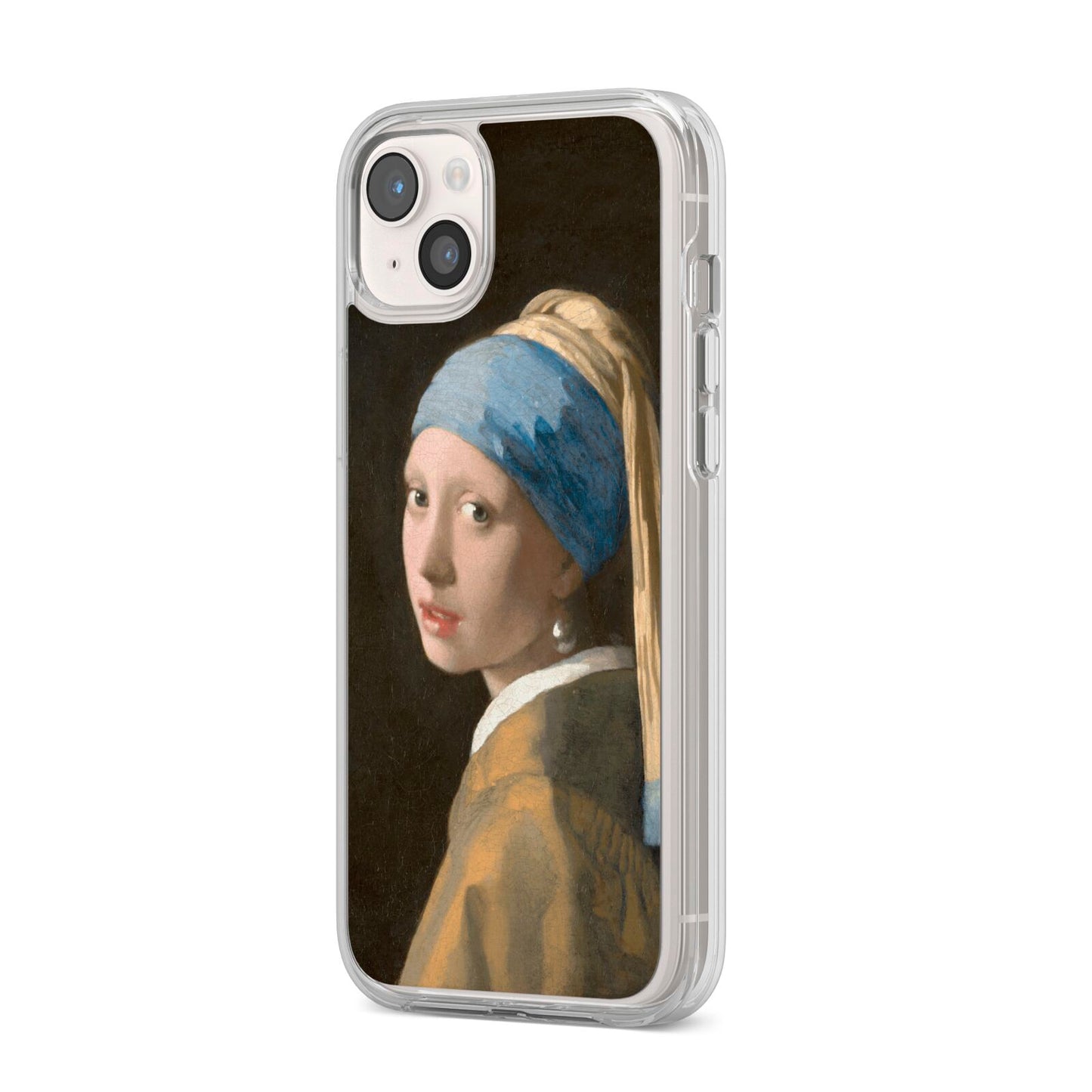 Girl With A Pearl Earring By Johannes Vermeer iPhone 14 Plus Clear Tough Case Starlight Angled Image