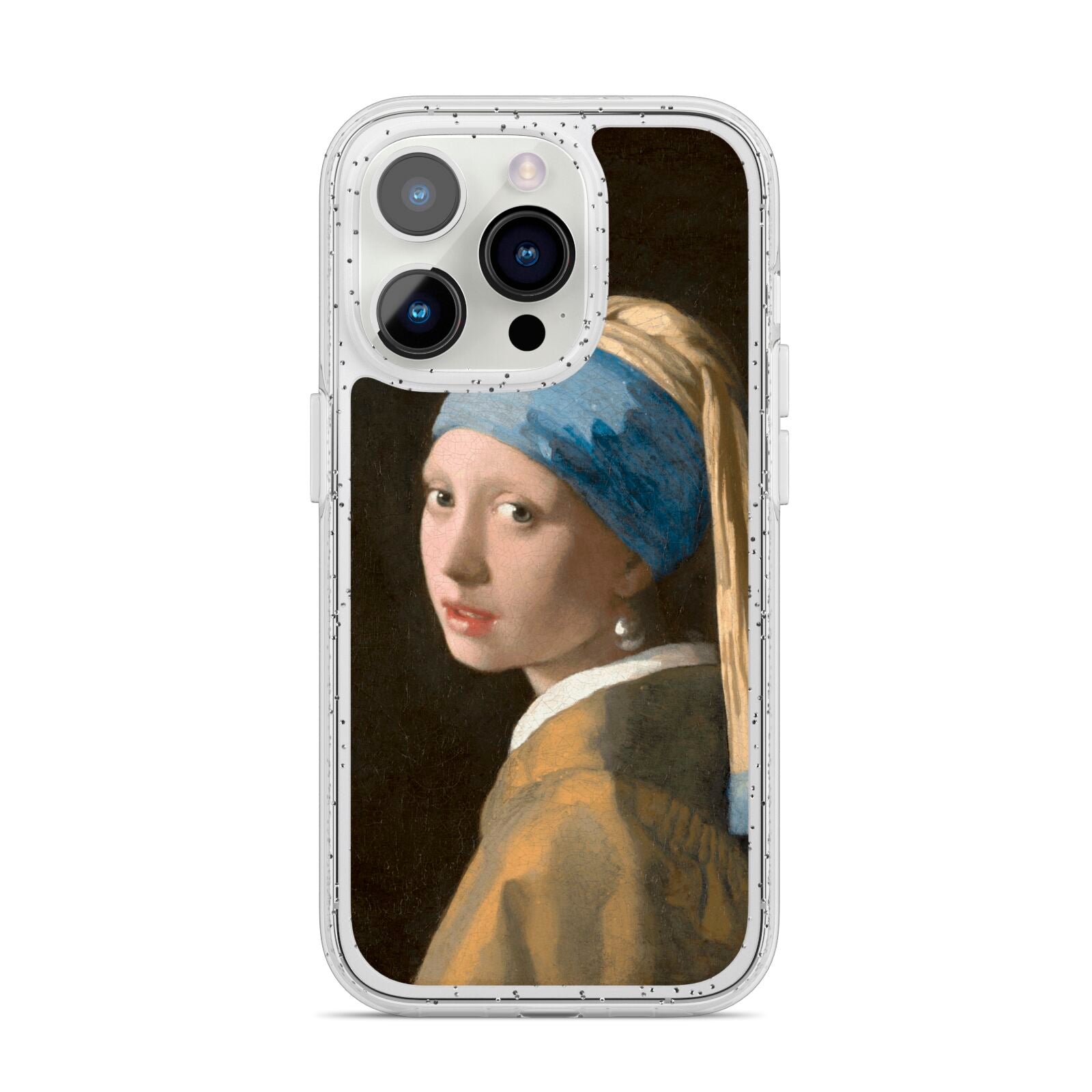 Girl With A Pearl Earring By Johannes Vermeer iPhone 14 Pro Glitter Tough Case Silver
