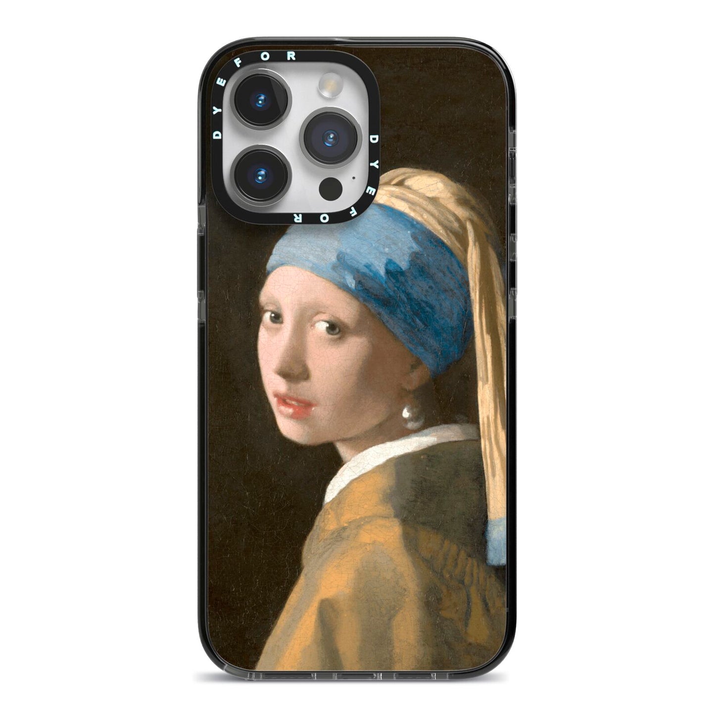 Girl With A Pearl Earring By Johannes Vermeer iPhone 14 Pro Max Black Impact Case on Silver phone