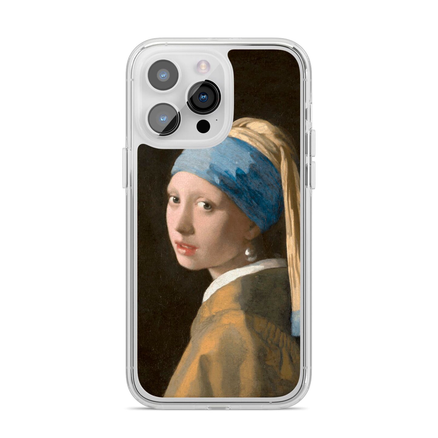 Girl With A Pearl Earring By Johannes Vermeer iPhone 14 Pro Max Clear Tough Case Silver
