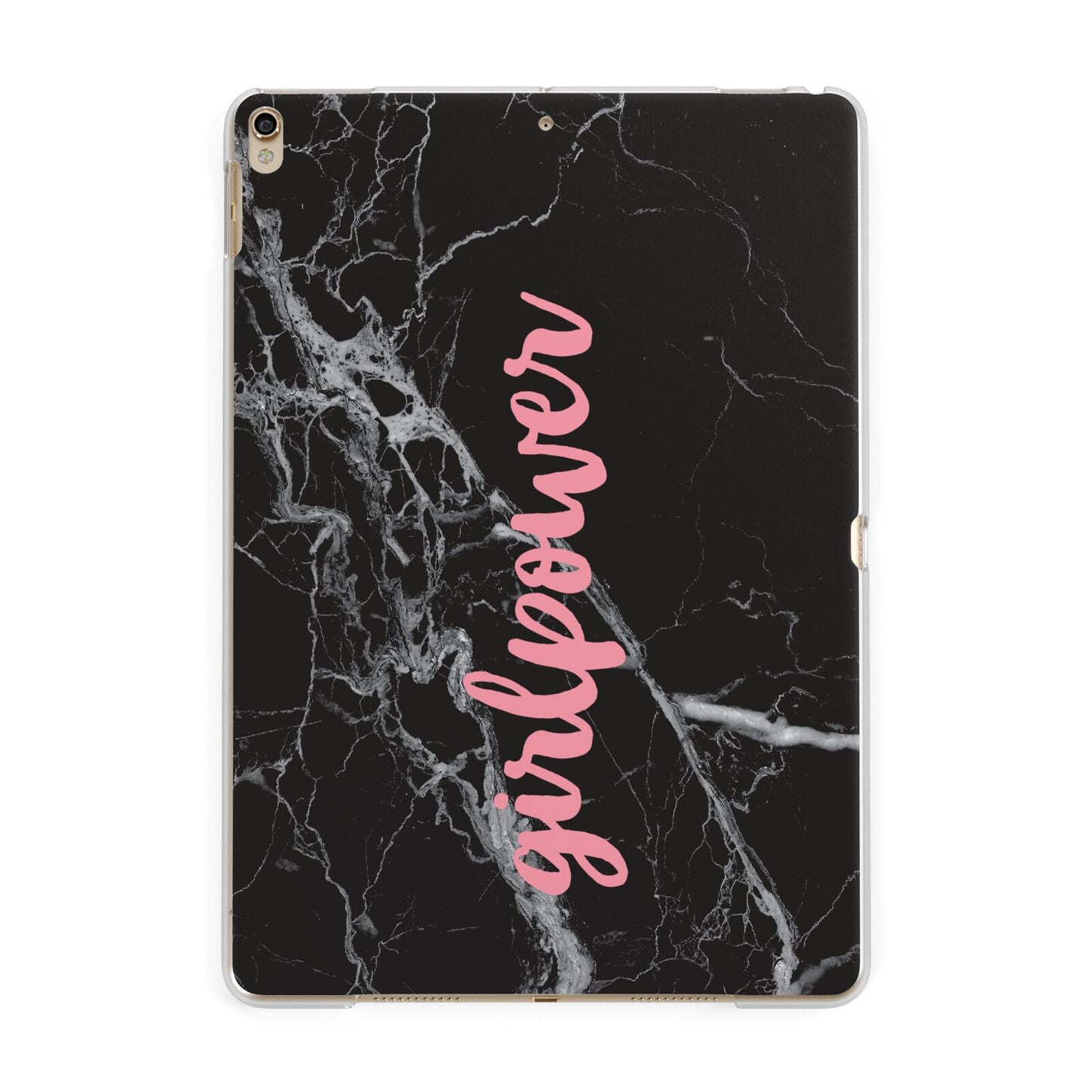 Girlpower Black White Marble Effect Apple iPad Gold Case