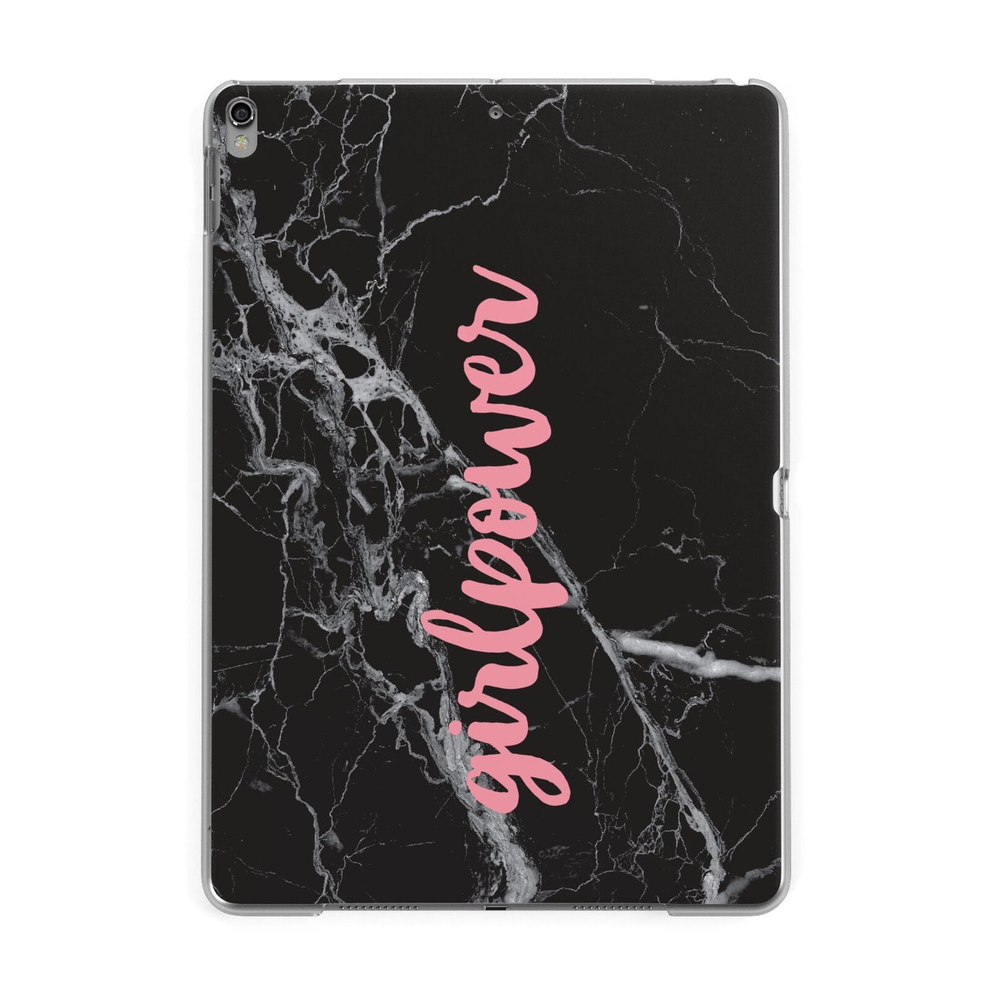 Girlpower Black White Marble Effect Apple iPad Grey Case