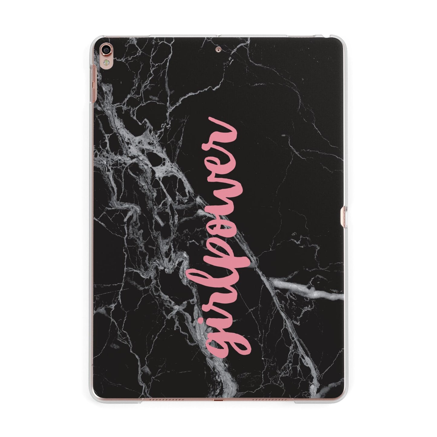 Girlpower Black White Marble Effect Apple iPad Rose Gold Case