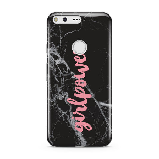 Girlpower Black White Marble Effect Google Pixel Case