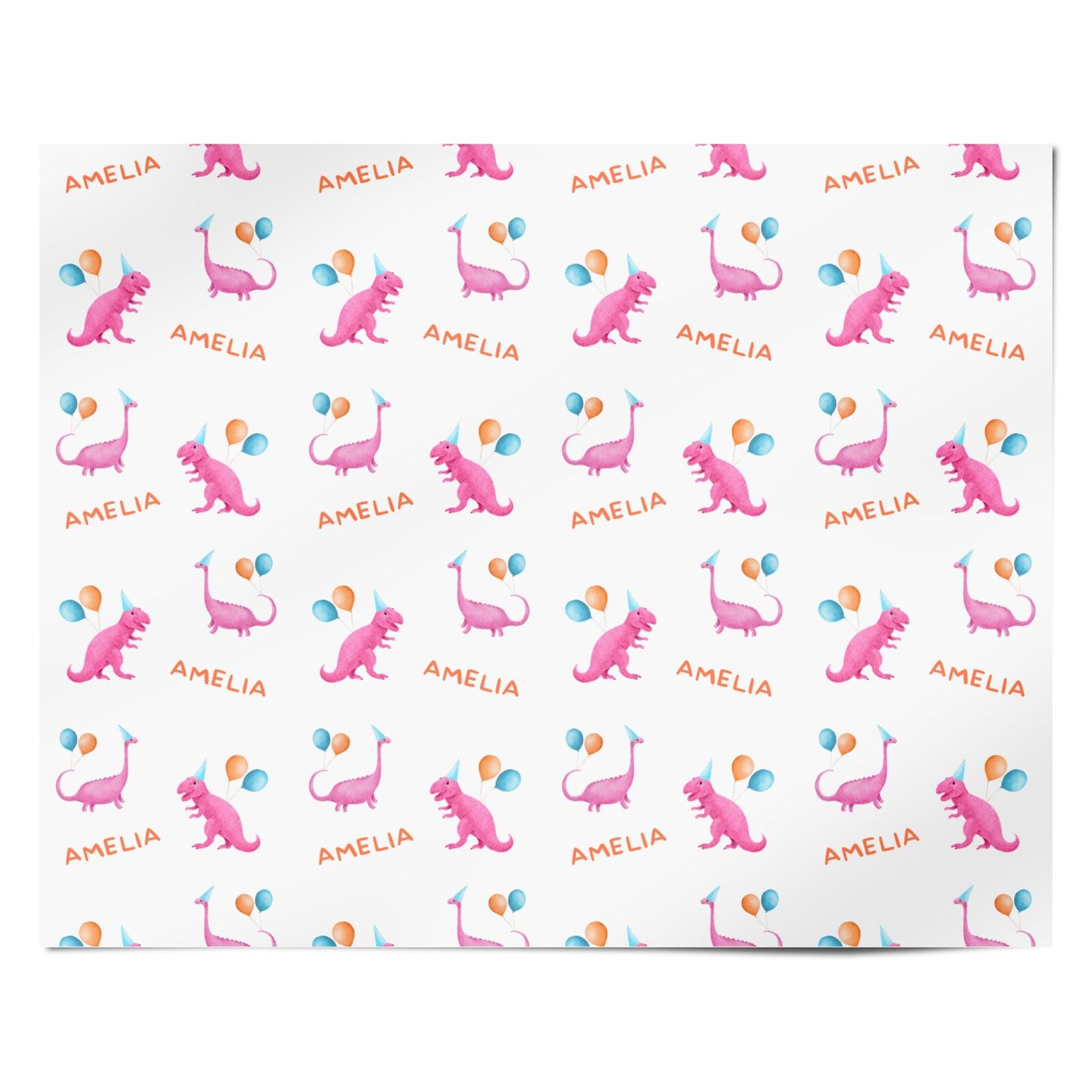 Girls Dinosaur Birthday Personalised Wrapping Paper Alternative