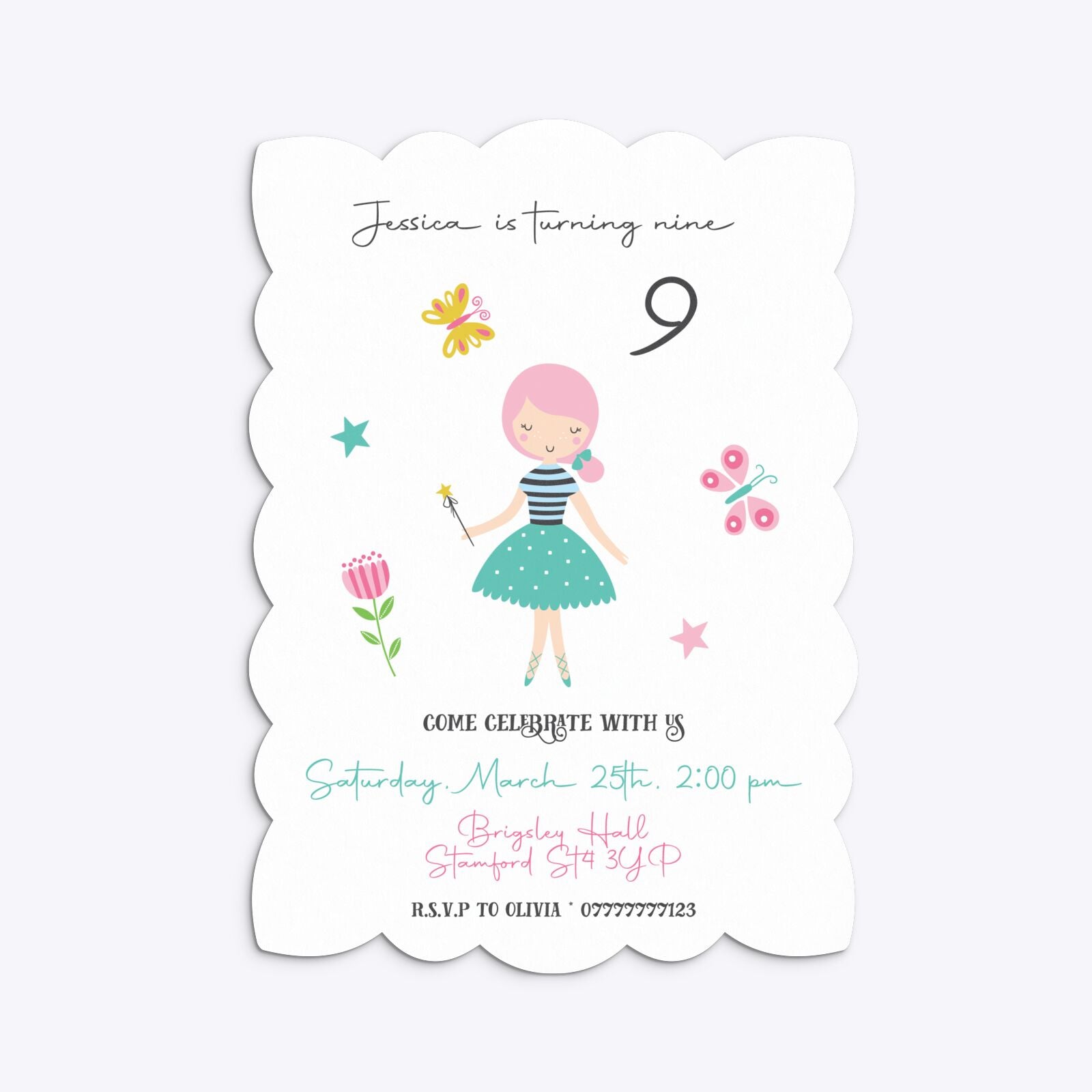 Girls Personalised Birthday Petal Invitation Matte Paper