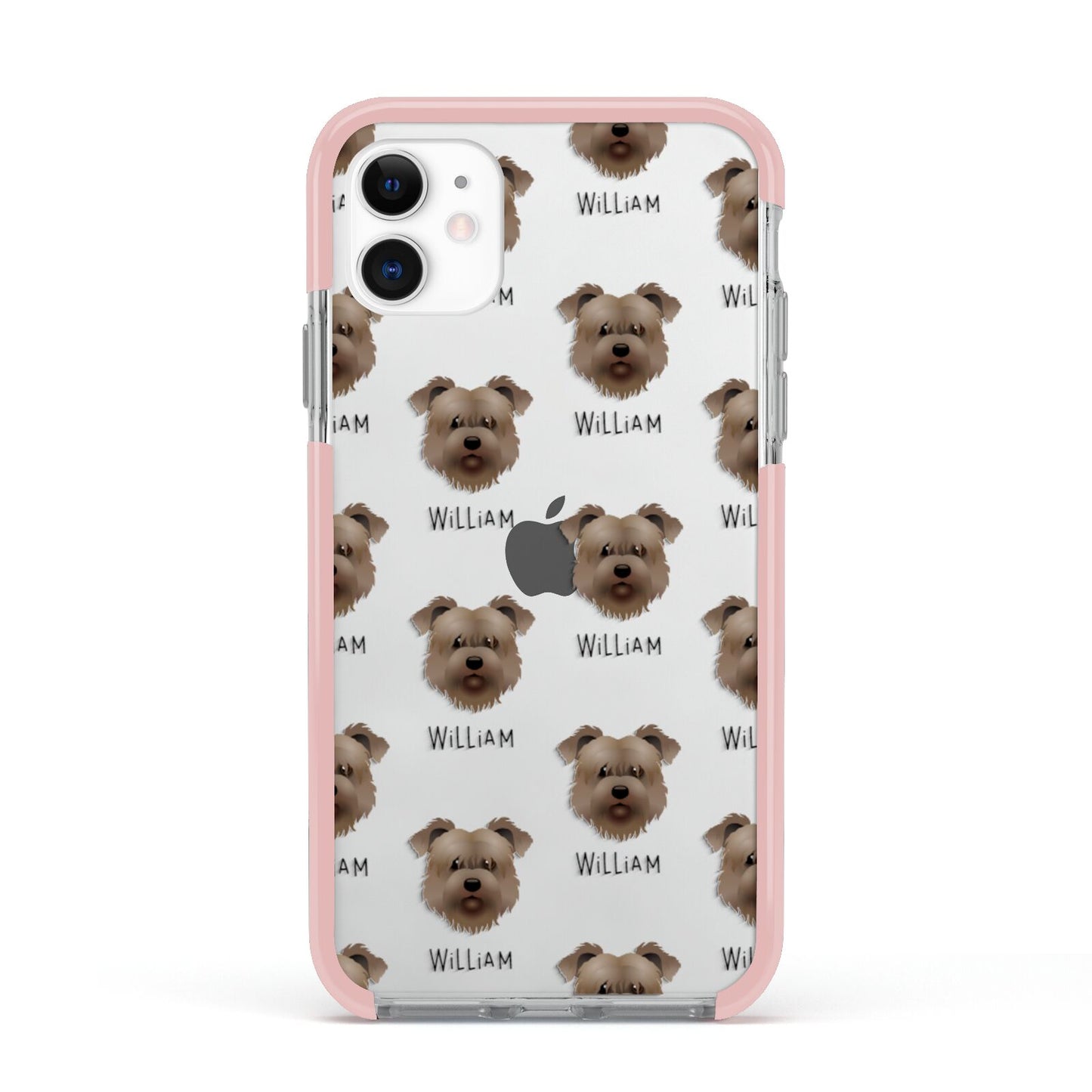 Glen Of Imaal Terrier Icon with Name Apple iPhone 11 in White with Pink Impact Case
