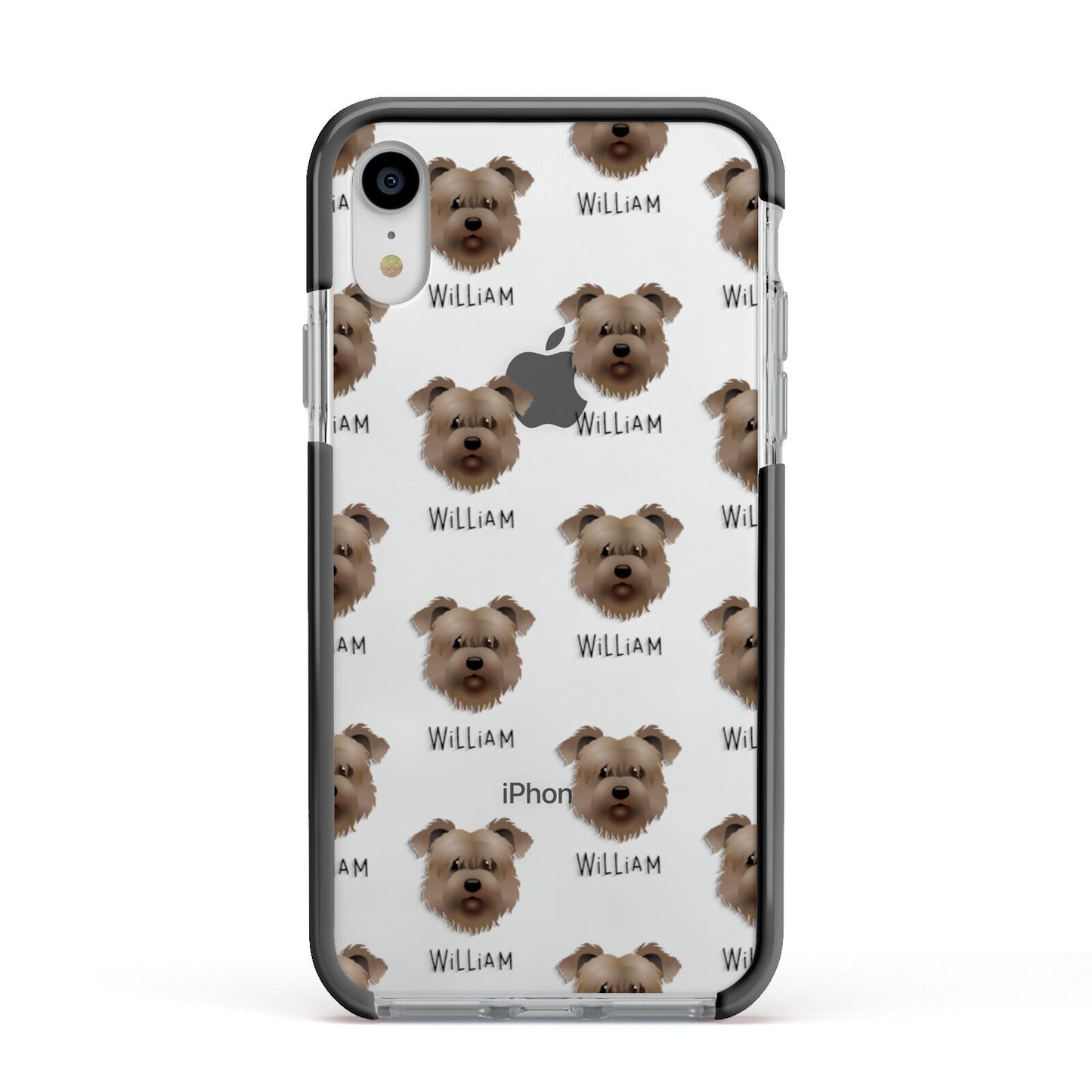 Glen Of Imaal Terrier Icon with Name Apple iPhone XR Impact Case Black Edge on Silver Phone