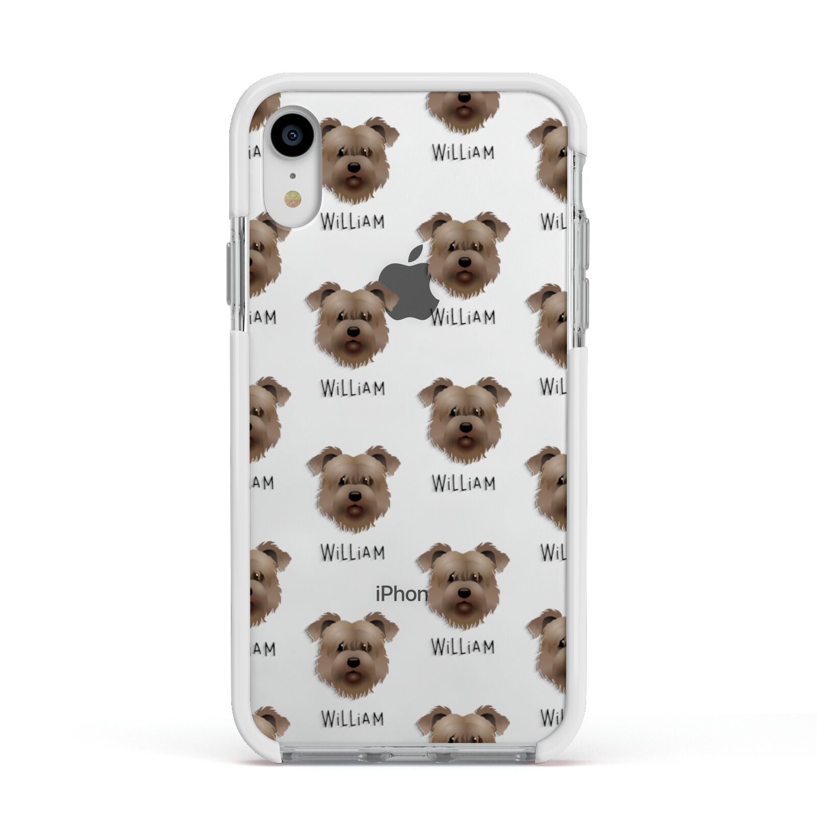 Glen Of Imaal Terrier Icon with Name Apple iPhone XR Impact Case White Edge on Silver Phone