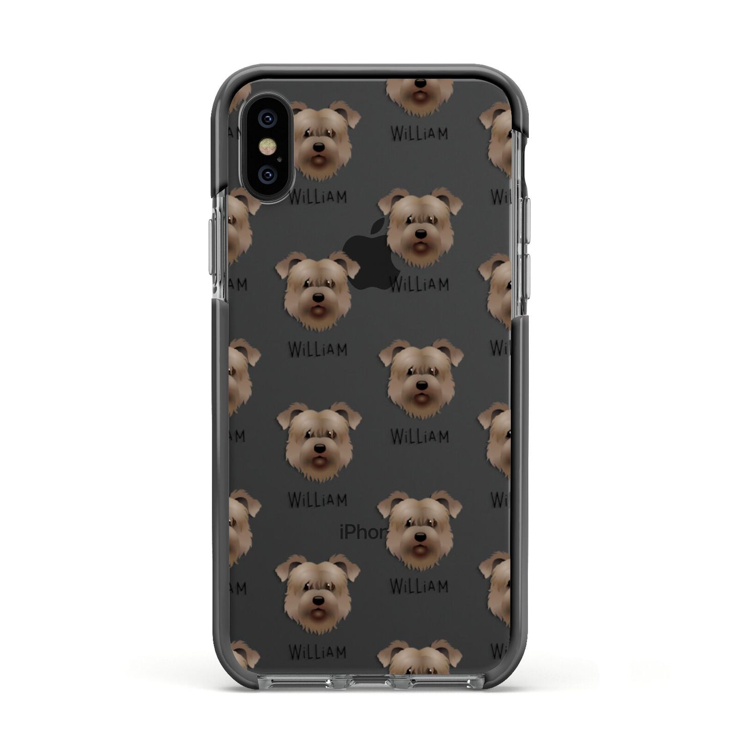 Glen Of Imaal Terrier Icon with Name Apple iPhone Xs Impact Case Black Edge on Black Phone