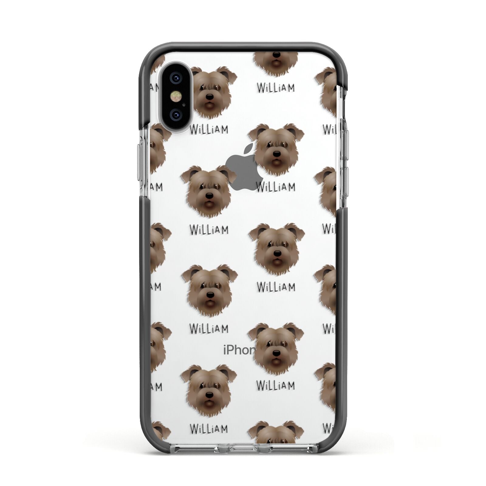 Glen Of Imaal Terrier Icon with Name Apple iPhone Xs Impact Case Black Edge on Silver Phone