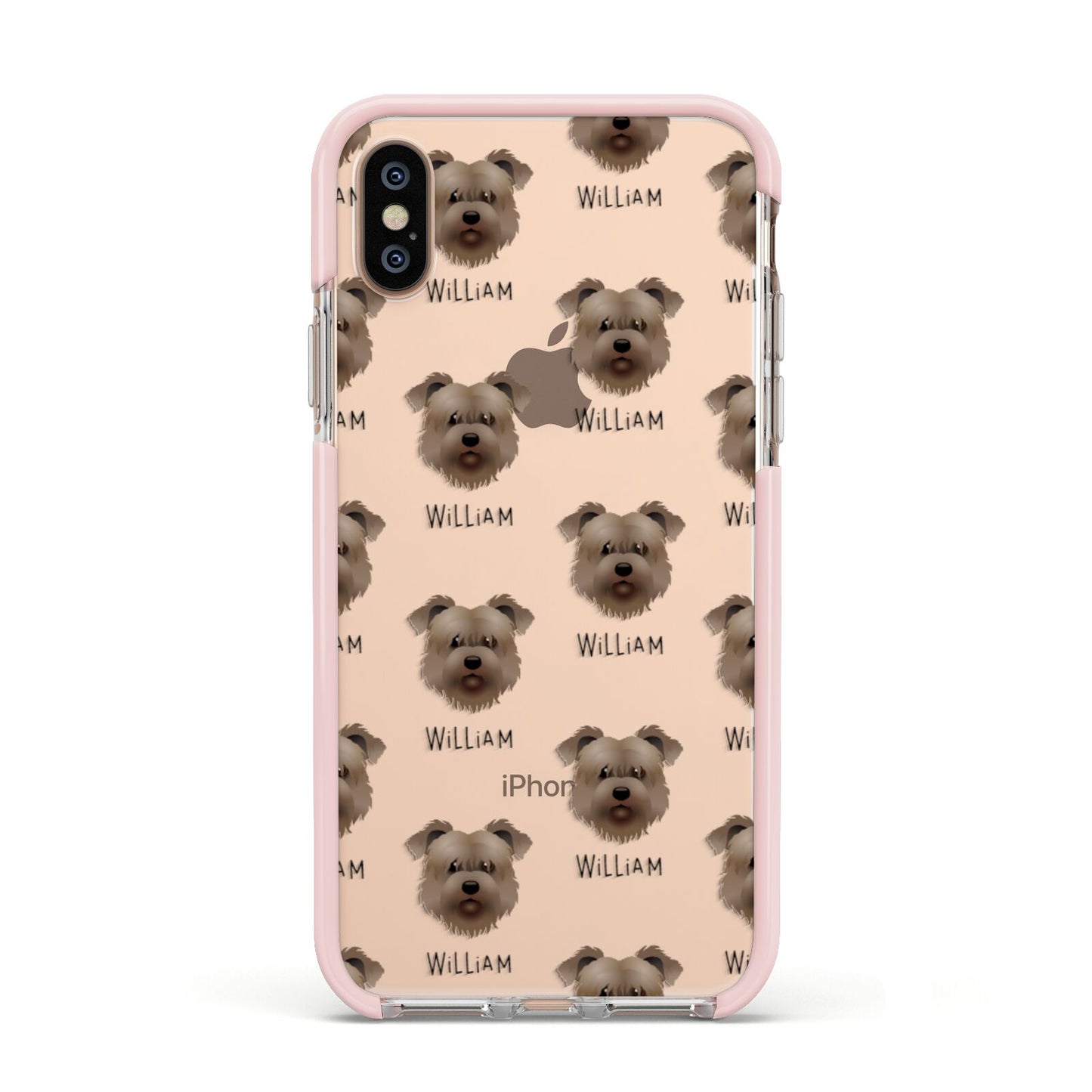 Glen Of Imaal Terrier Icon with Name Apple iPhone Xs Impact Case Pink Edge on Gold Phone