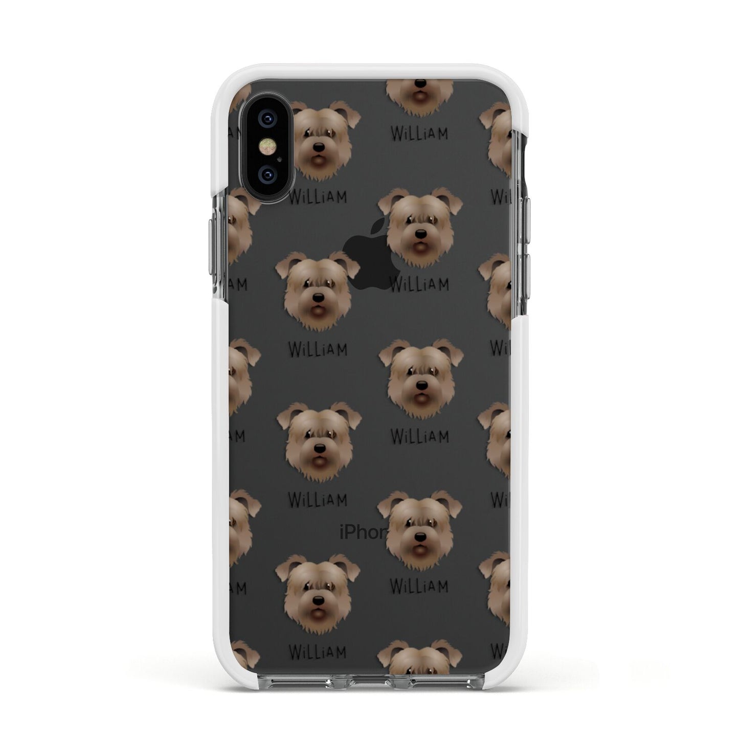 Glen Of Imaal Terrier Icon with Name Apple iPhone Xs Impact Case White Edge on Black Phone
