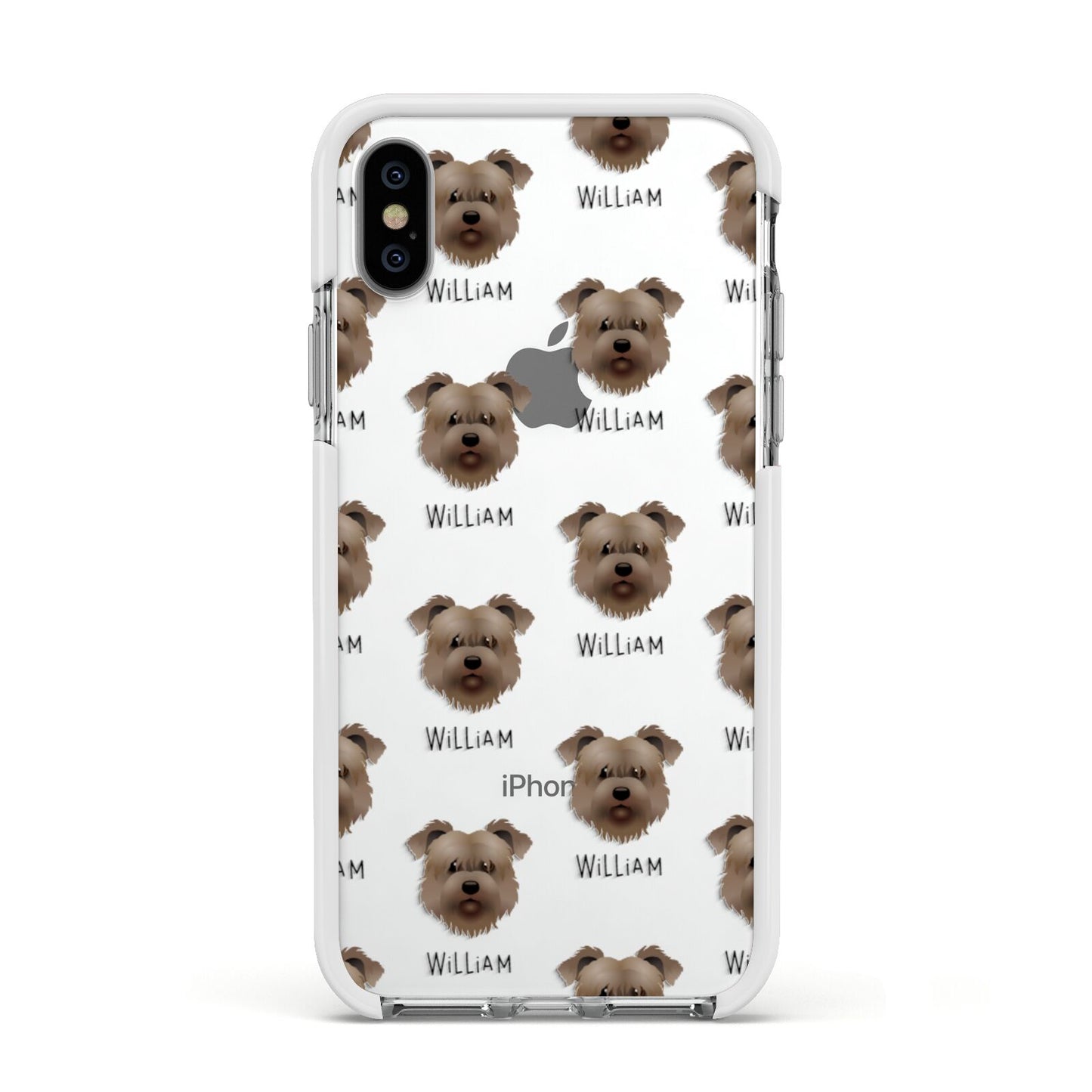 Glen Of Imaal Terrier Icon with Name Apple iPhone Xs Impact Case White Edge on Silver Phone