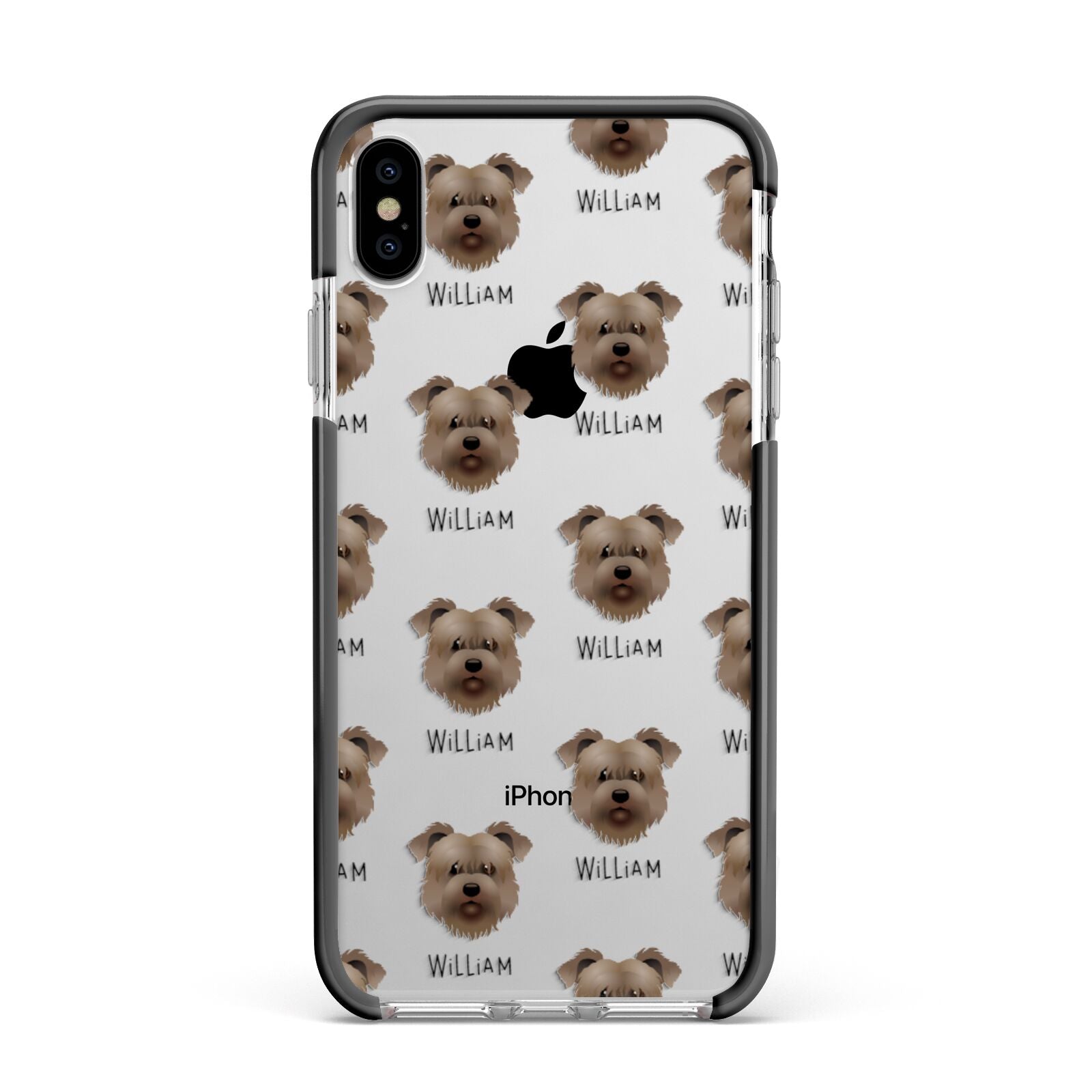 Glen Of Imaal Terrier Icon with Name Apple iPhone Xs Max Impact Case Black Edge on Silver Phone