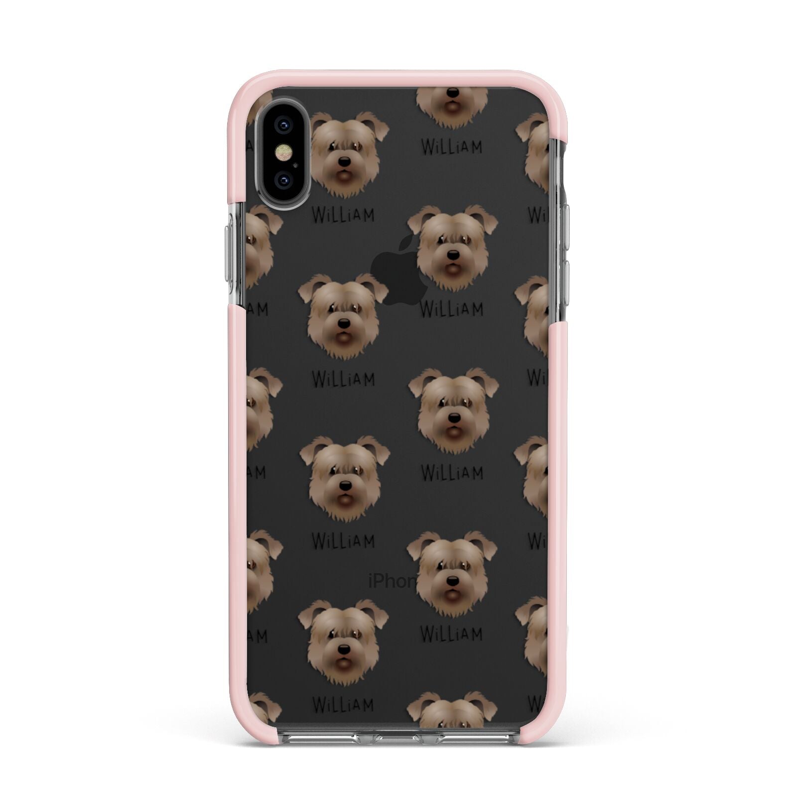 Glen Of Imaal Terrier Icon with Name Apple iPhone Xs Max Impact Case Pink Edge on Black Phone