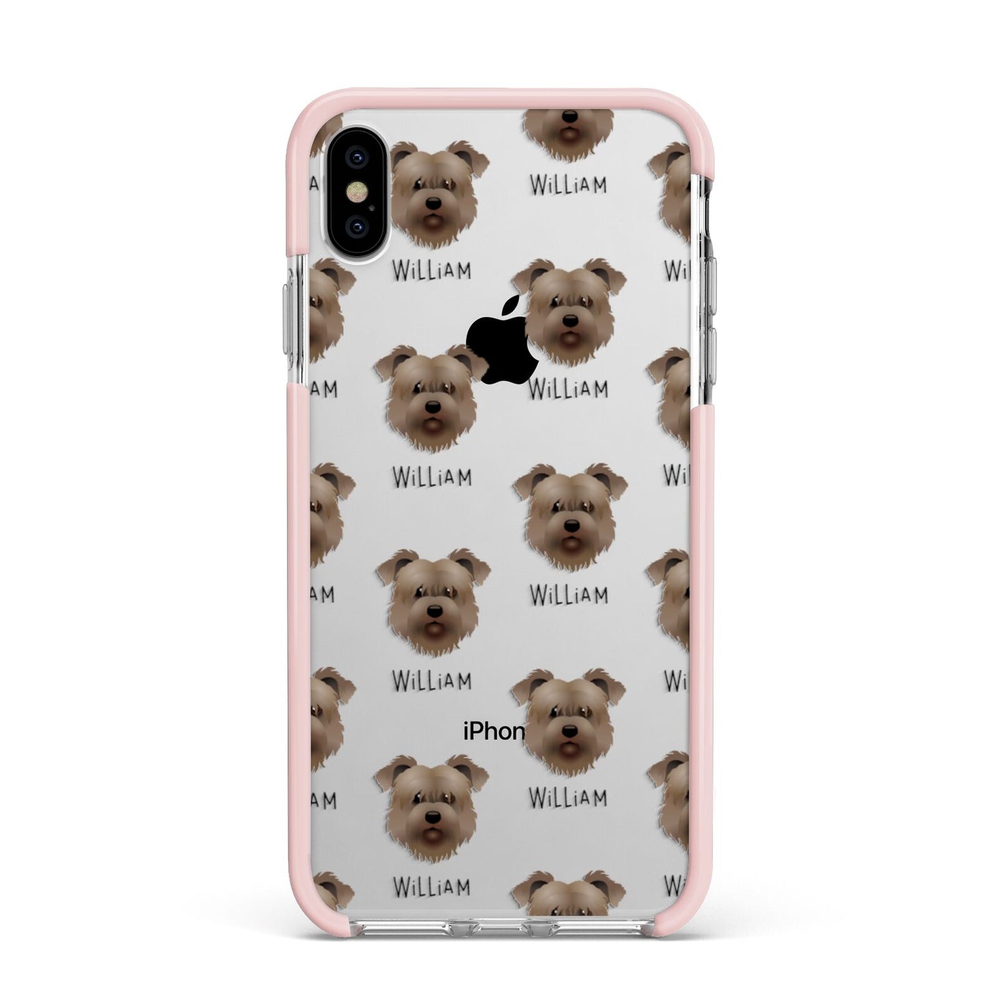 Glen Of Imaal Terrier Icon with Name Apple iPhone Xs Max Impact Case Pink Edge on Silver Phone