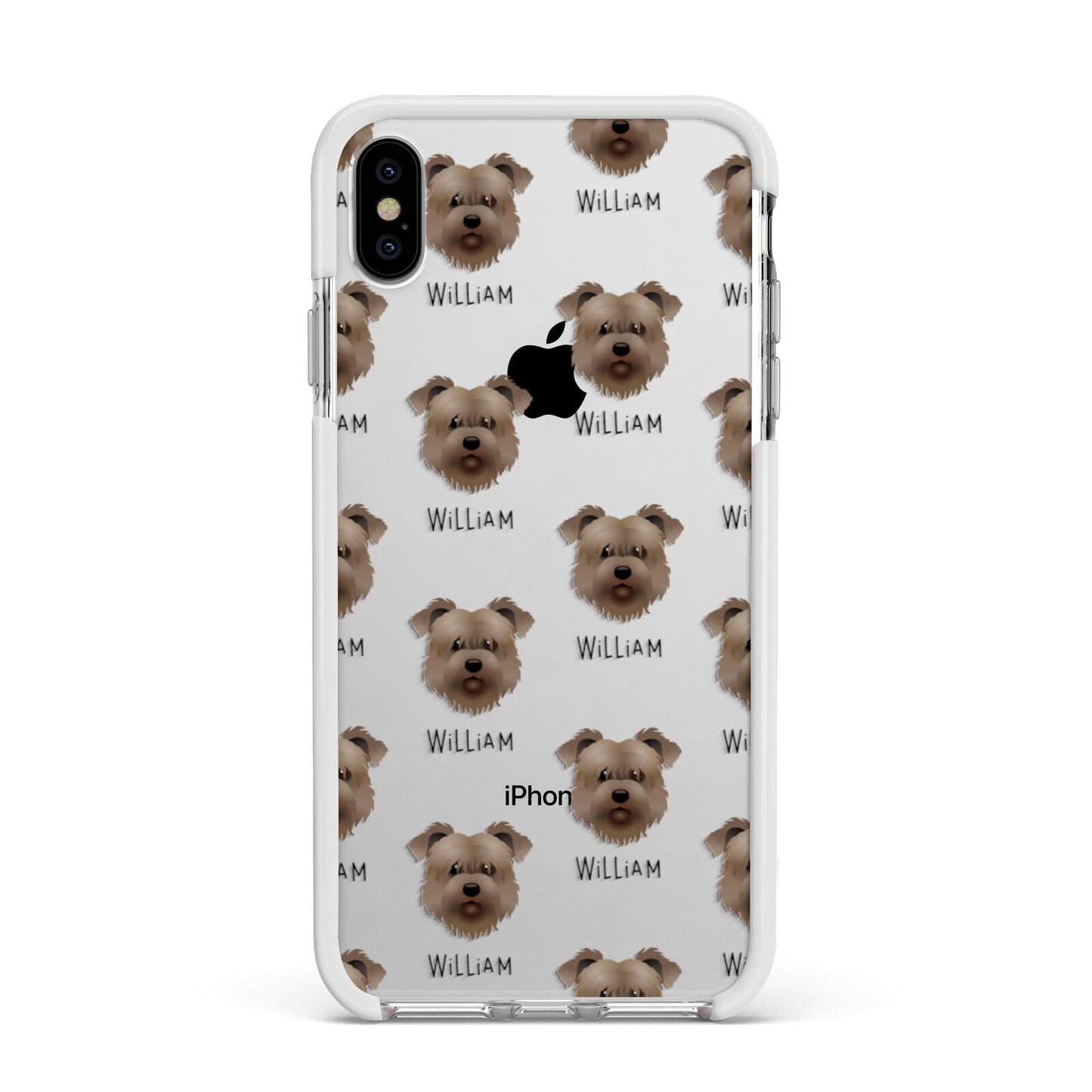 Glen Of Imaal Terrier Icon with Name Apple iPhone Xs Max Impact Case White Edge on Silver Phone