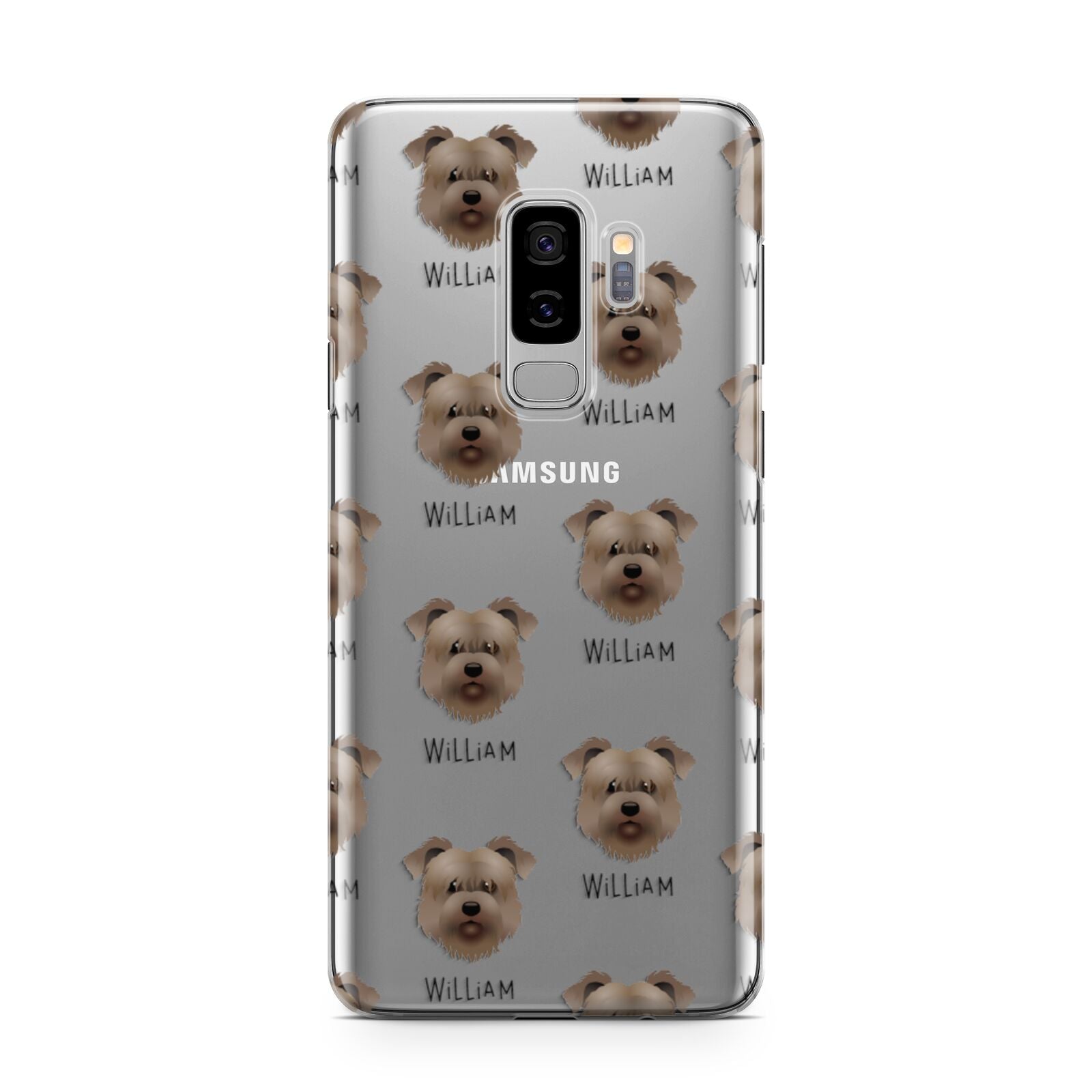 Glen Of Imaal Terrier Icon with Name Samsung Galaxy S9 Plus Case on Silver phone