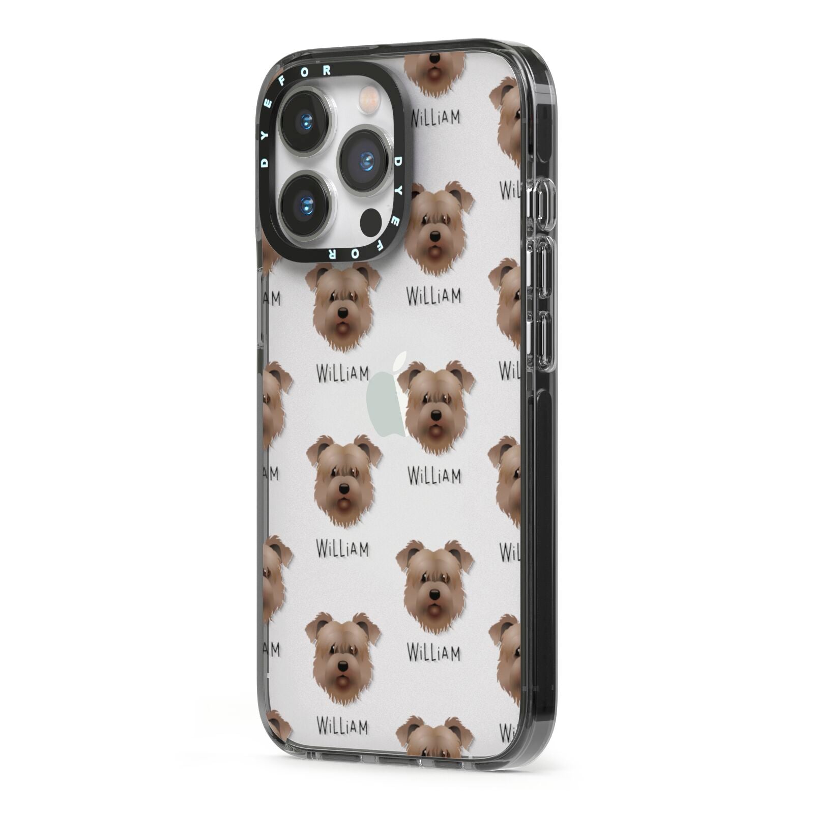 Glen Of Imaal Terrier Icon with Name iPhone 13 Pro Black Impact Case Side Angle on Silver phone