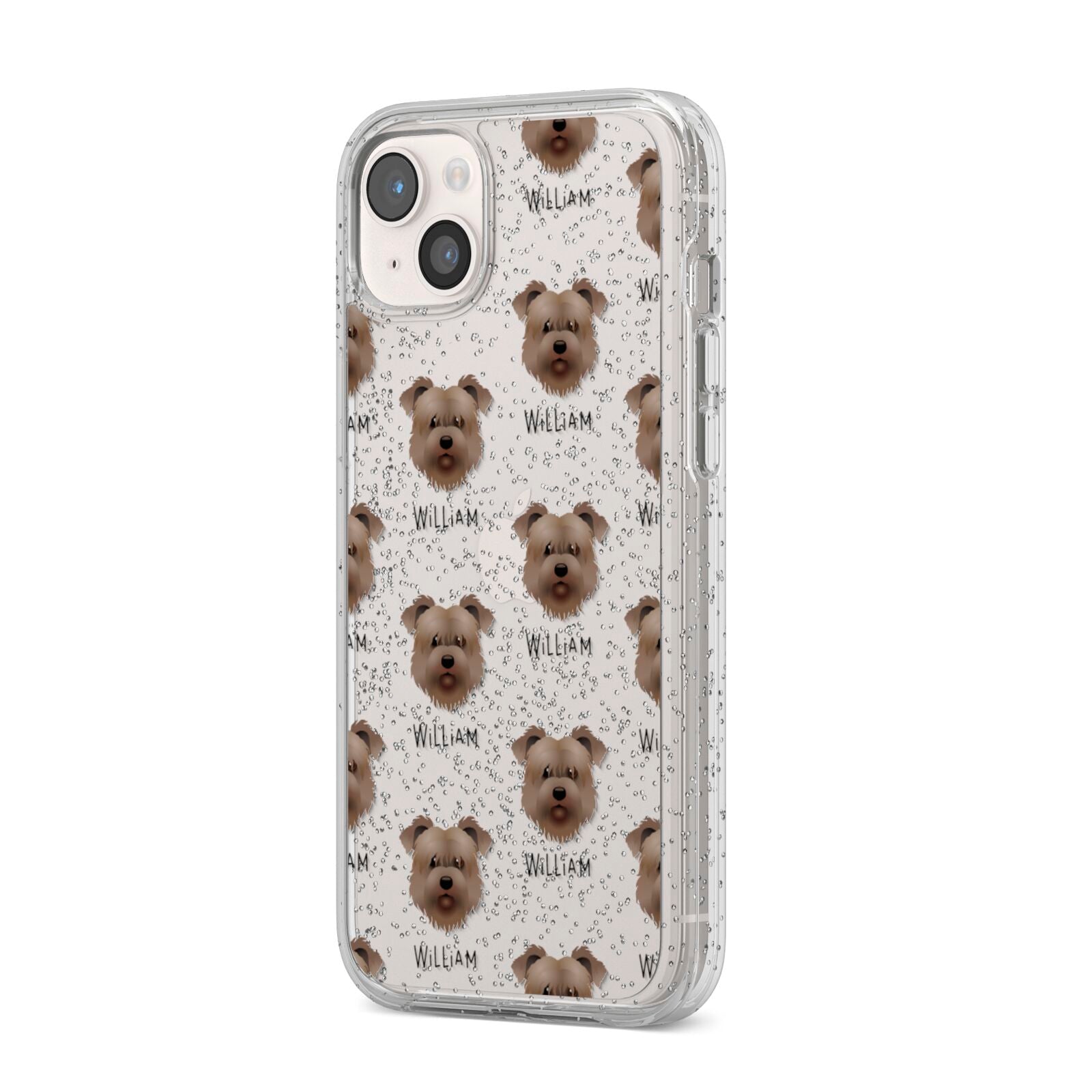 Glen Of Imaal Terrier Icon with Name iPhone 14 Plus Glitter Tough Case Starlight Angled Image