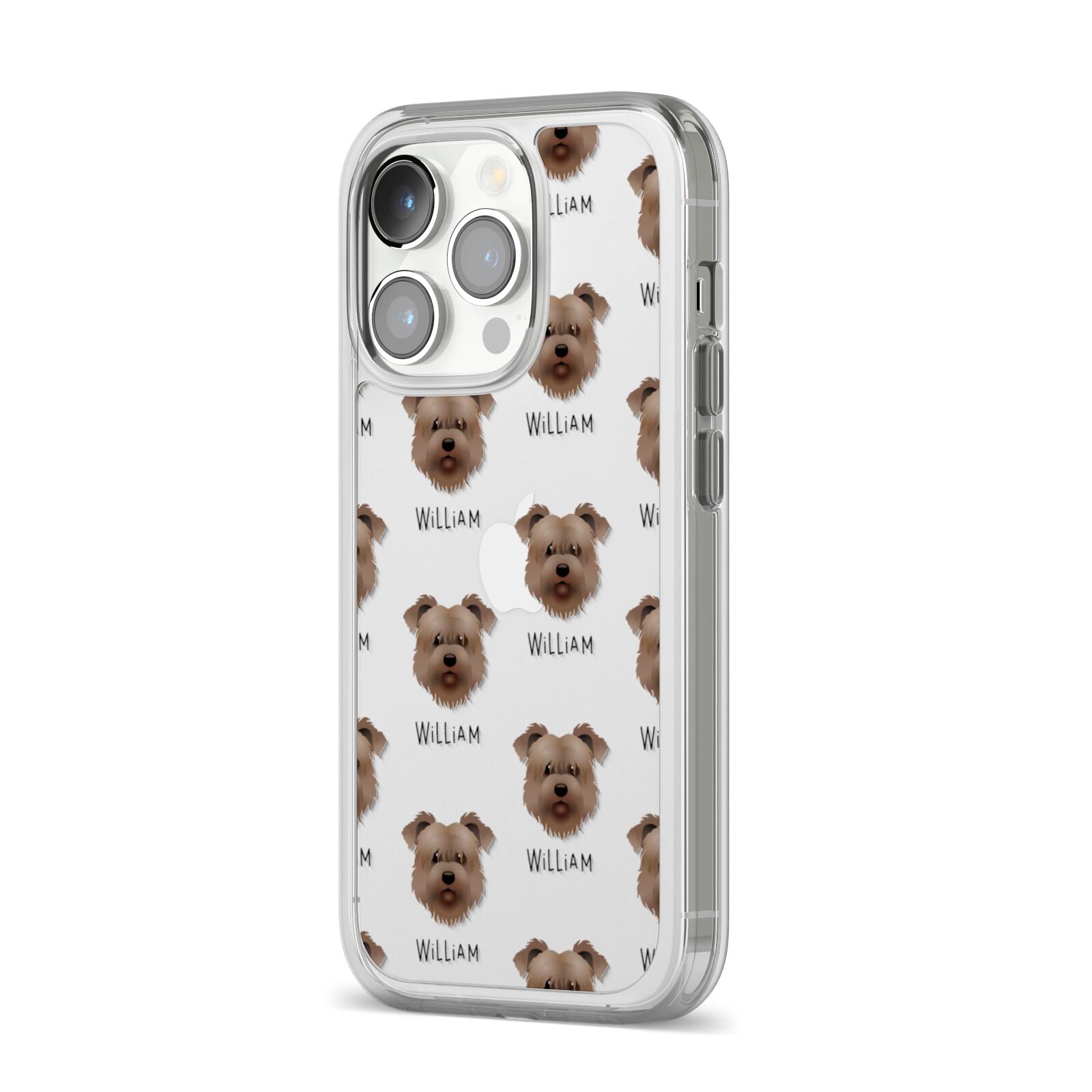 Glen Of Imaal Terrier Icon with Name iPhone 14 Pro Clear Tough Case Silver Angled Image