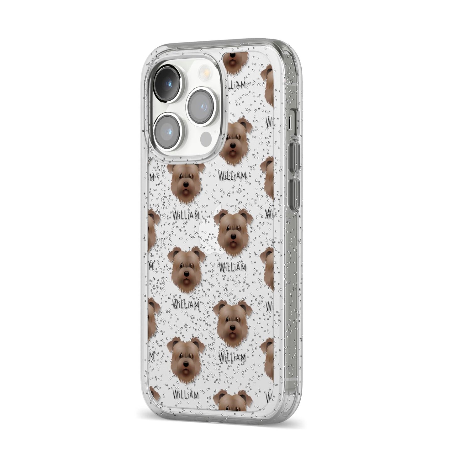 Glen Of Imaal Terrier Icon with Name iPhone 14 Pro Glitter Tough Case Silver Angled Image