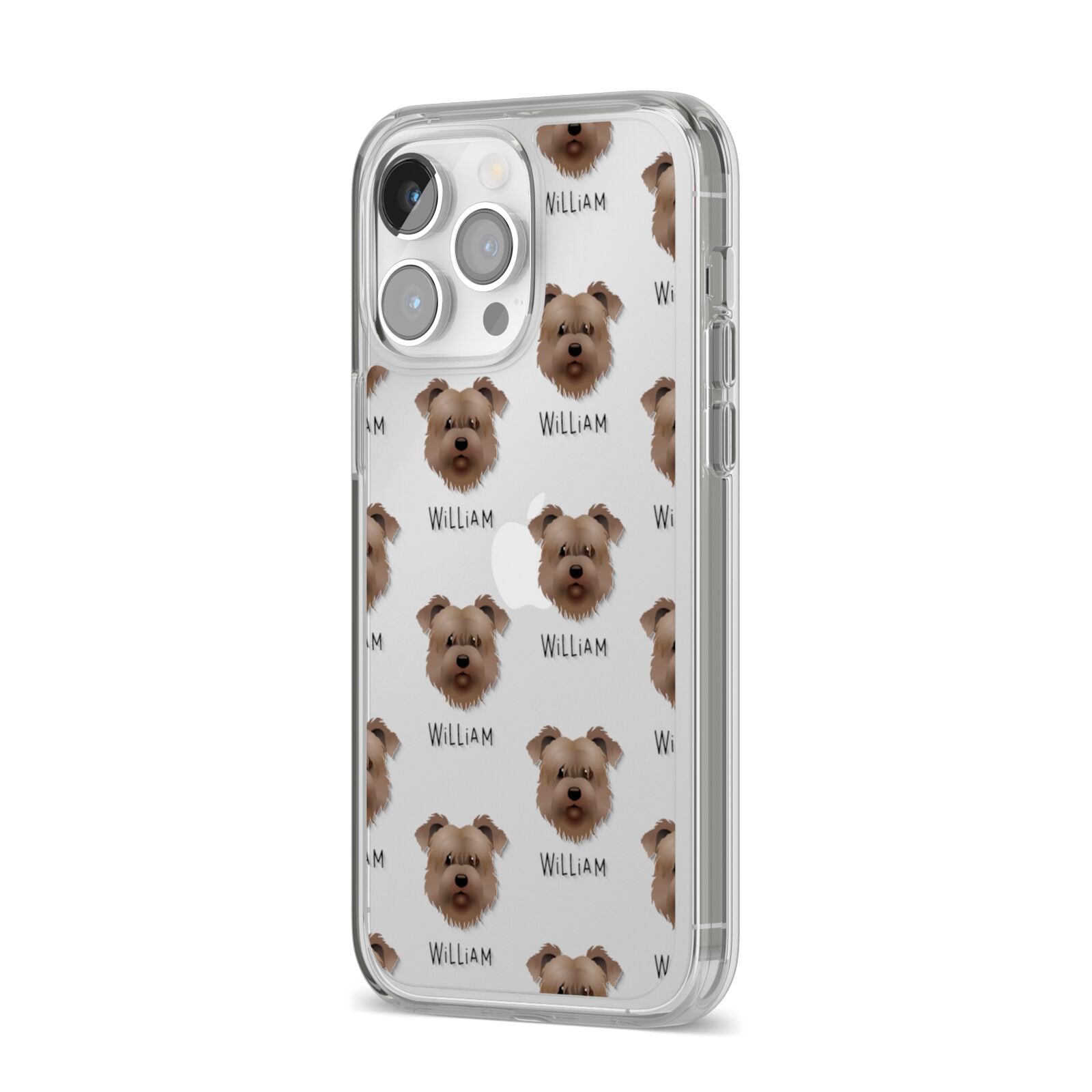 Glen Of Imaal Terrier Icon with Name iPhone 14 Pro Max Clear Tough Case Silver Angled Image