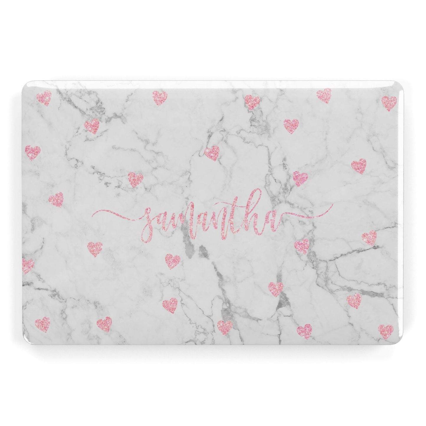 Glitter Hearts Marble Personalised Name Apple MacBook Case