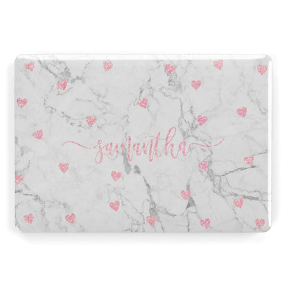 Glitter Hearts Marble Personalised Name Apple MacBook Case