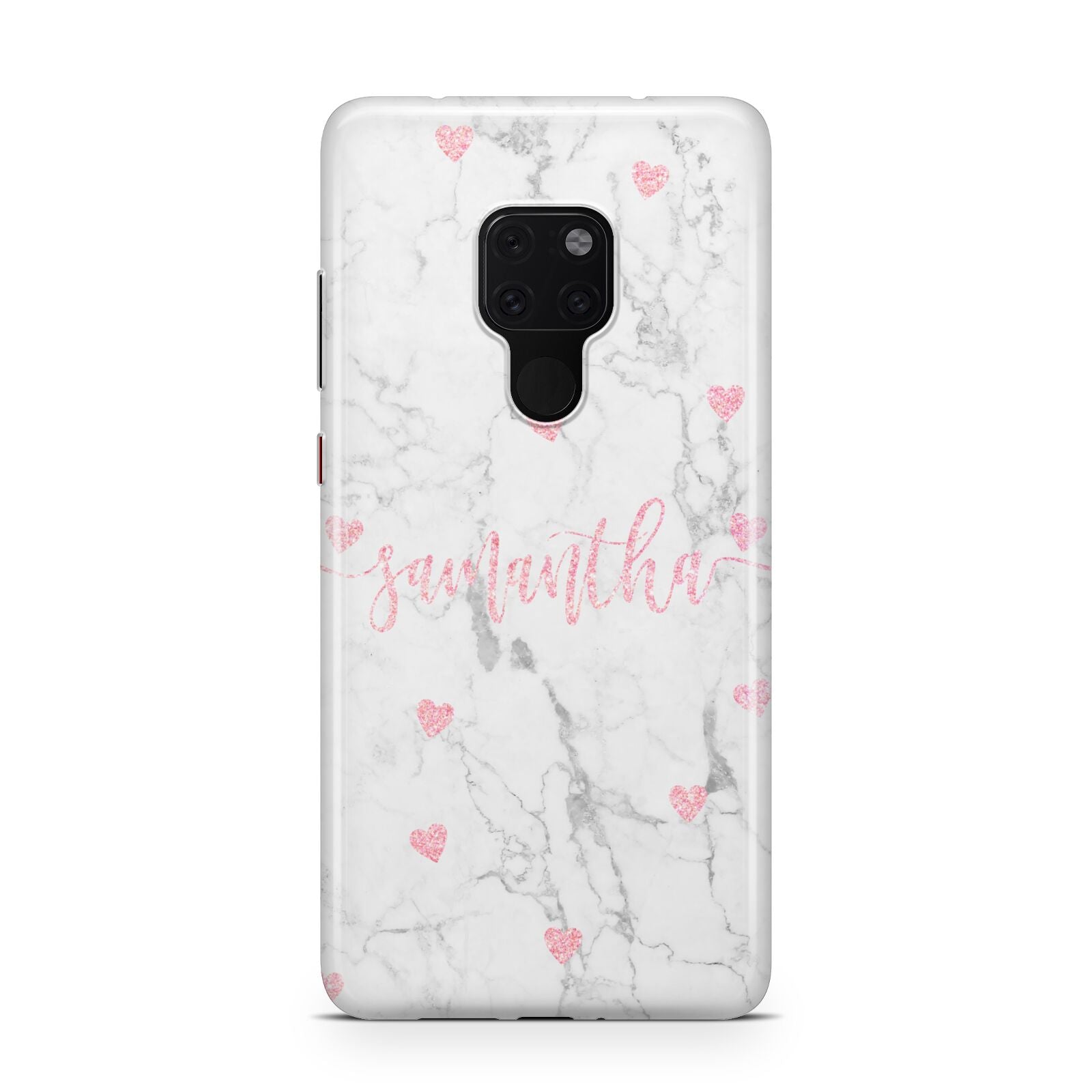 Glitter Hearts Marble Personalised Name Huawei Mate 20 Phone Case