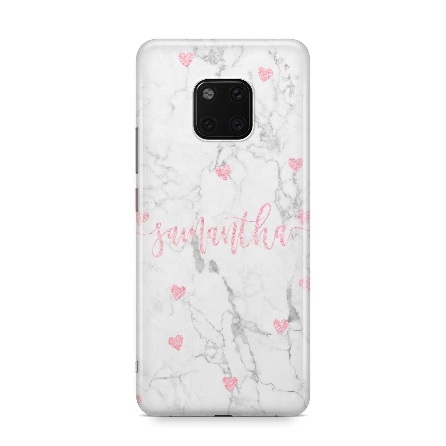 Glitter Hearts Marble Personalised Name Huawei Mate 20 Pro Phone Case