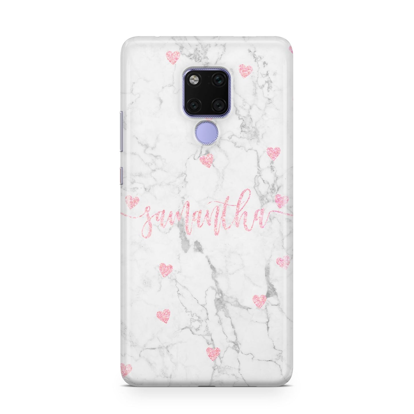 Glitter Hearts Marble Personalised Name Huawei Mate 20X Phone Case