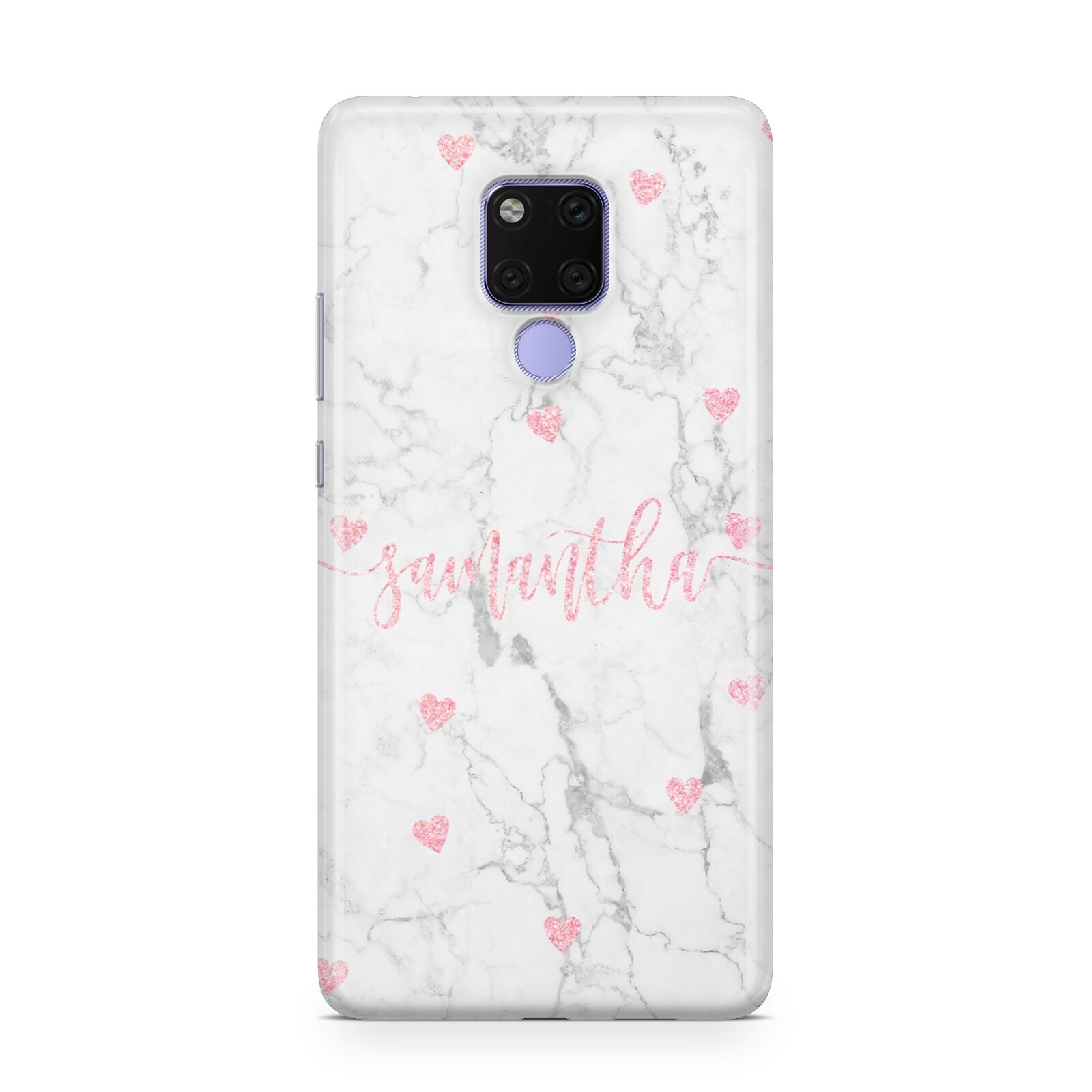 Glitter Hearts Marble Personalised Name Huawei Mate 20X Phone Case