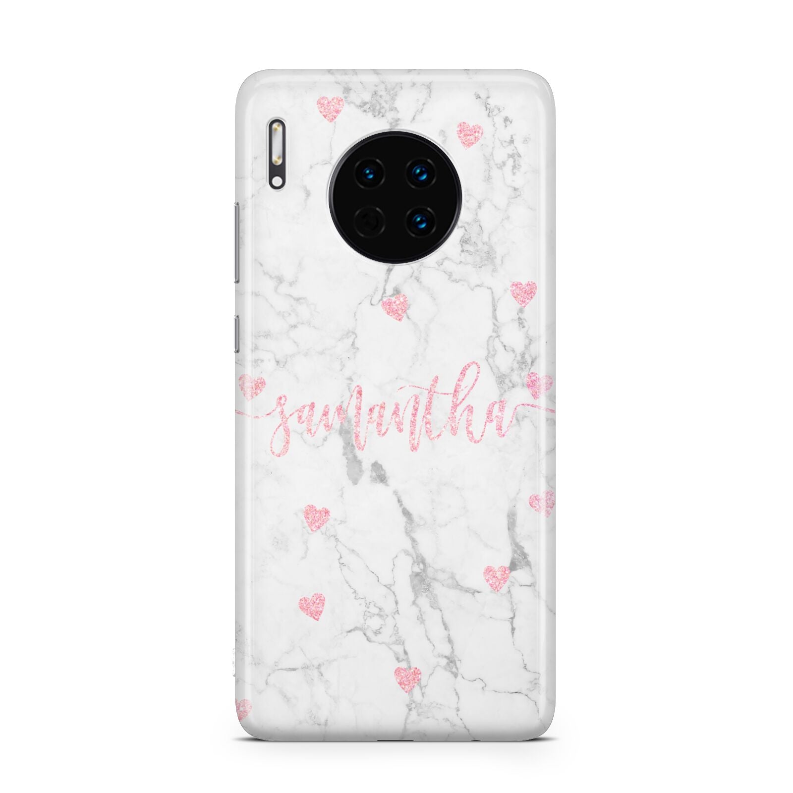 Glitter Hearts Marble Personalised Name Huawei Mate 30