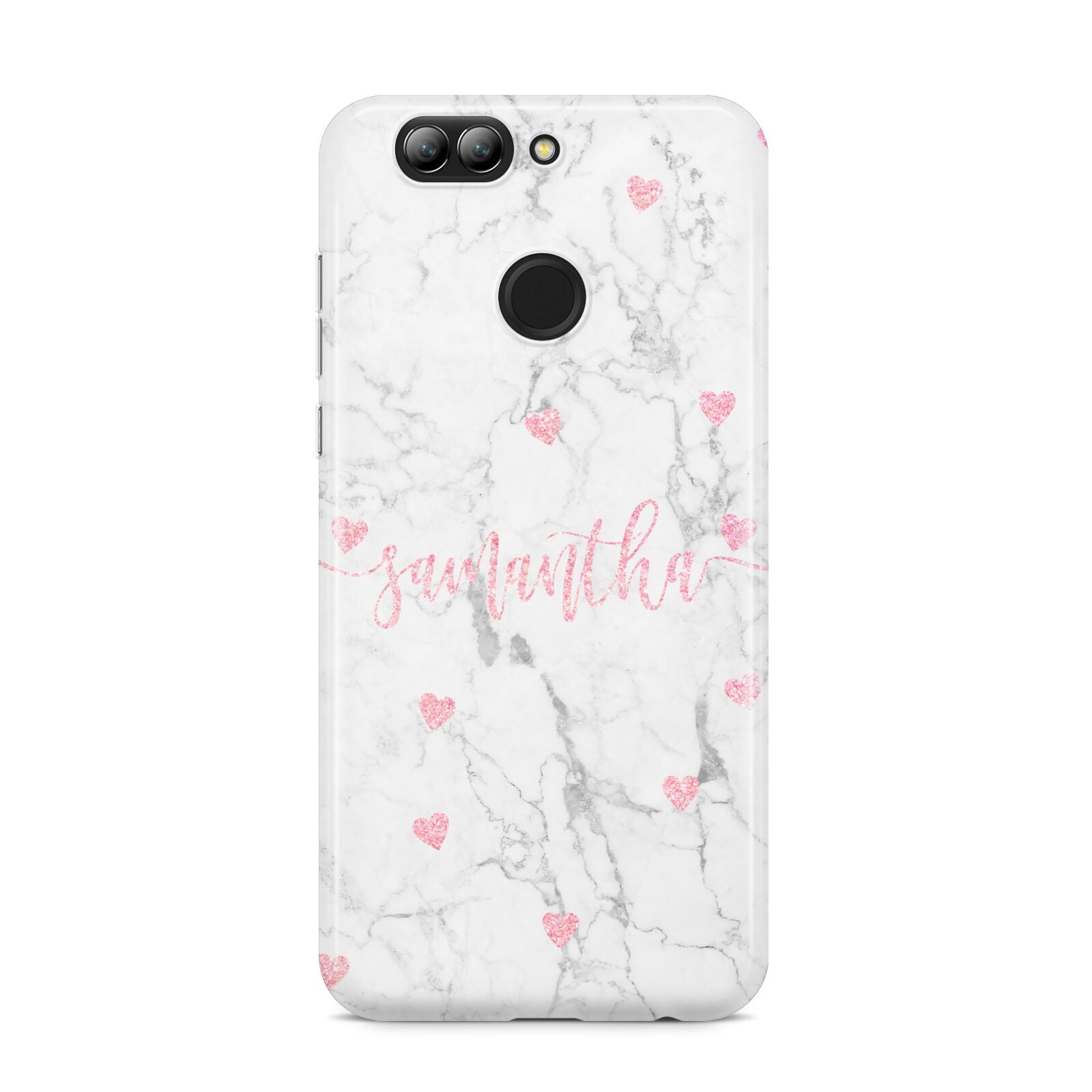 Glitter Hearts Marble Personalised Name Huawei Nova 2s Phone Case