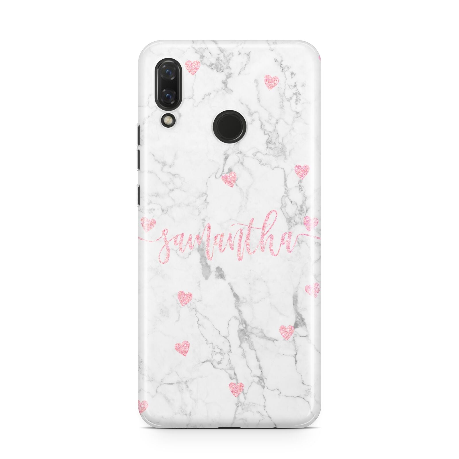 Glitter Hearts Marble Personalised Name Huawei Nova 3 Phone Case