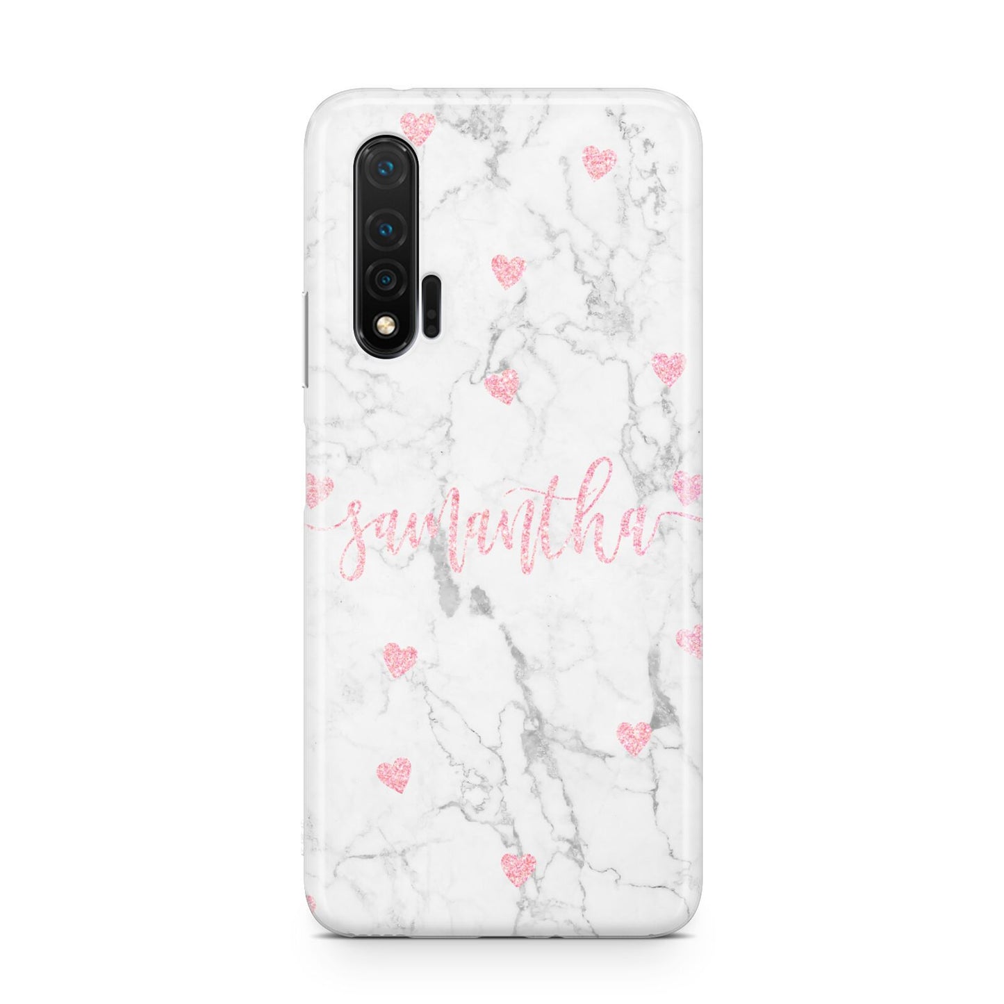 Glitter Hearts Marble Personalised Name Huawei Nova 6 Phone Case