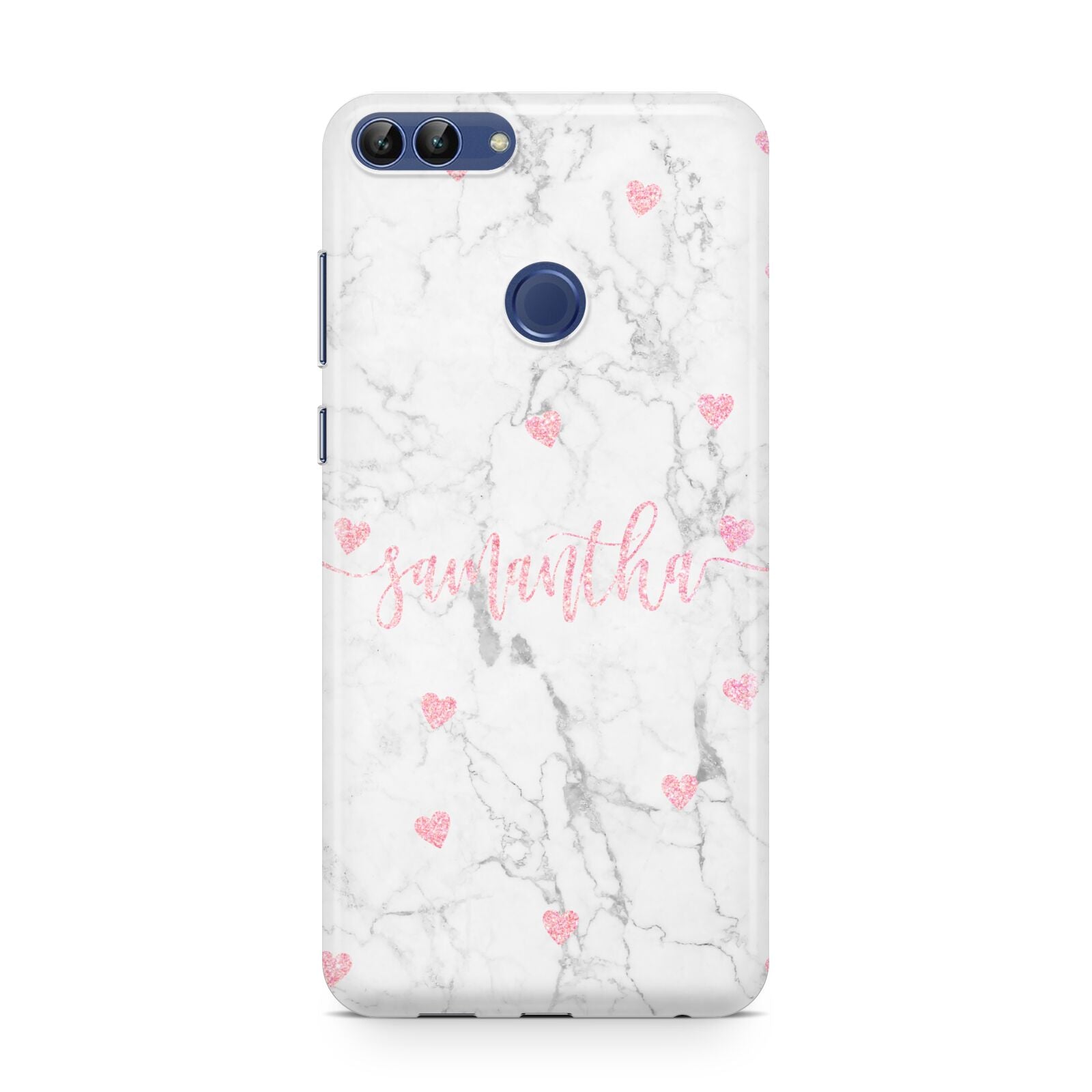 Glitter Hearts Marble Personalised Name Huawei P Smart Case