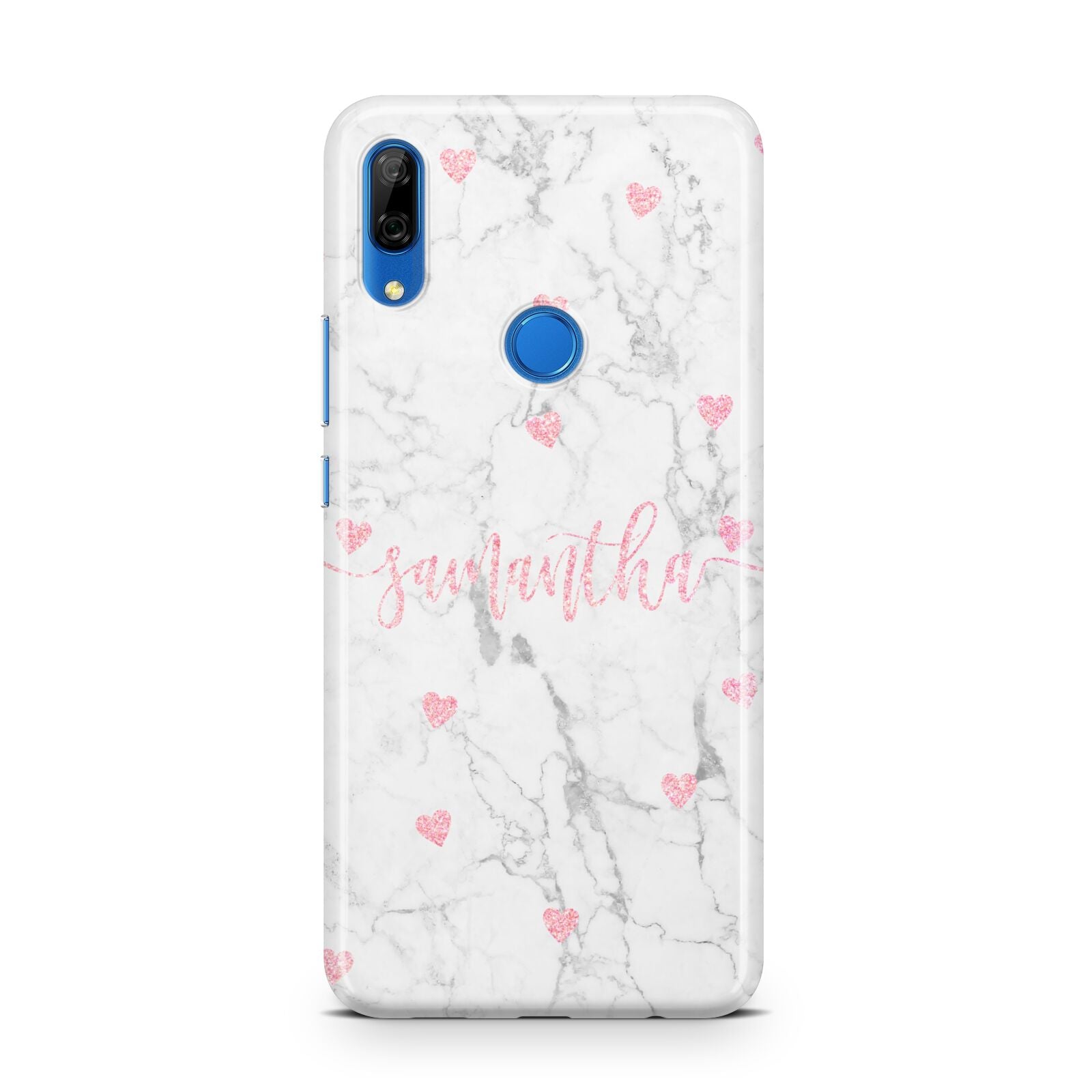 Glitter Hearts Marble Personalised Name Huawei P Smart Z