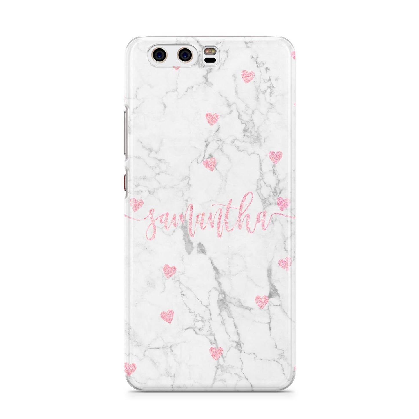 Glitter Hearts Marble Personalised Name Huawei P10 Phone Case