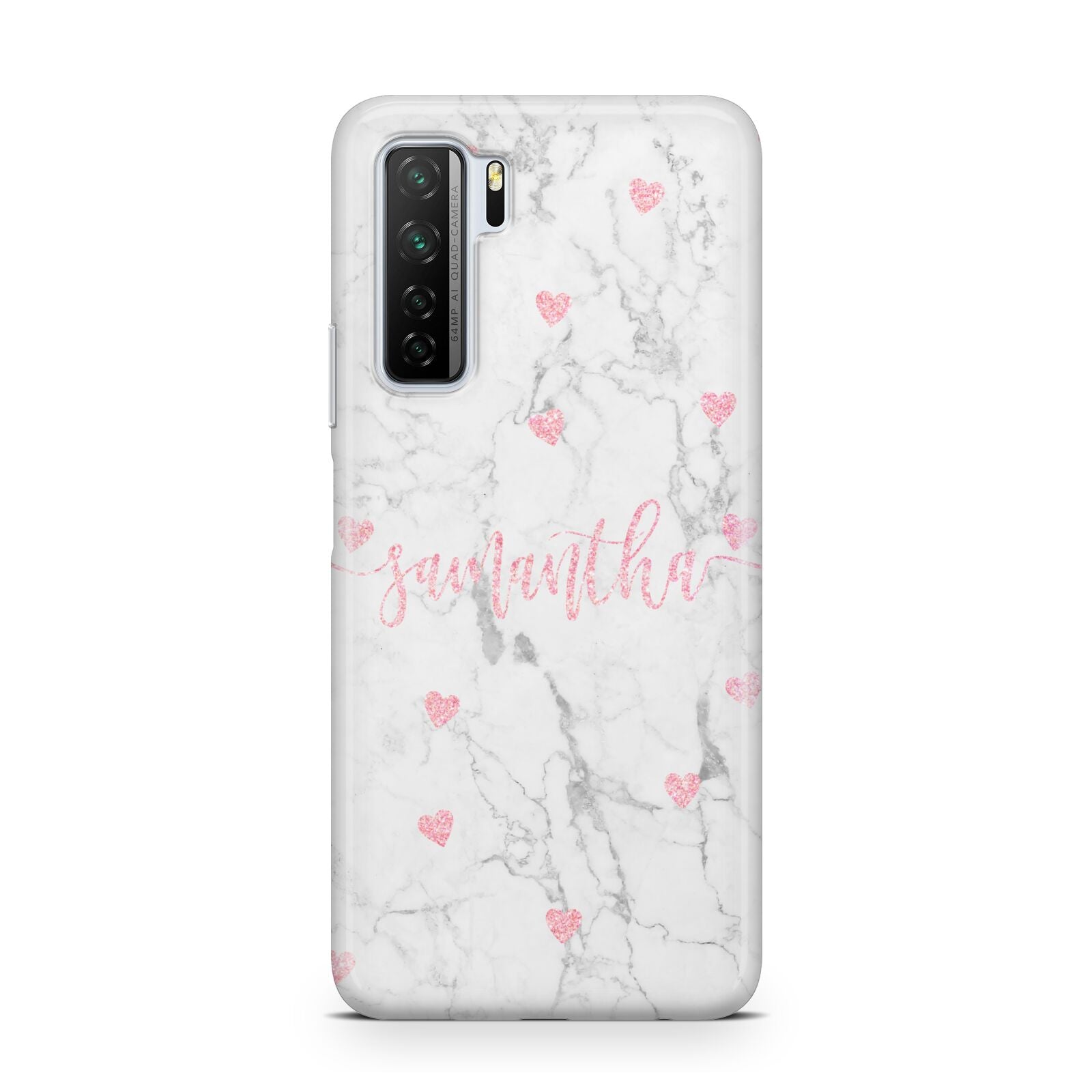 Glitter Hearts Marble Personalised Name Huawei P40 Lite 5G Phone Case