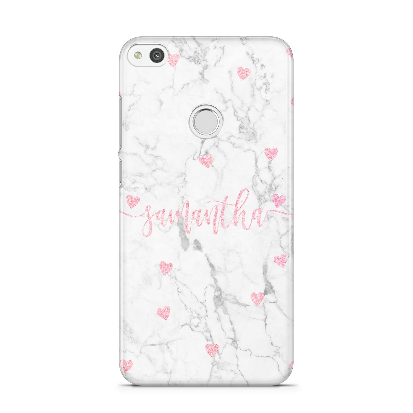 Glitter Hearts Marble Personalised Name Huawei P8 Lite Case